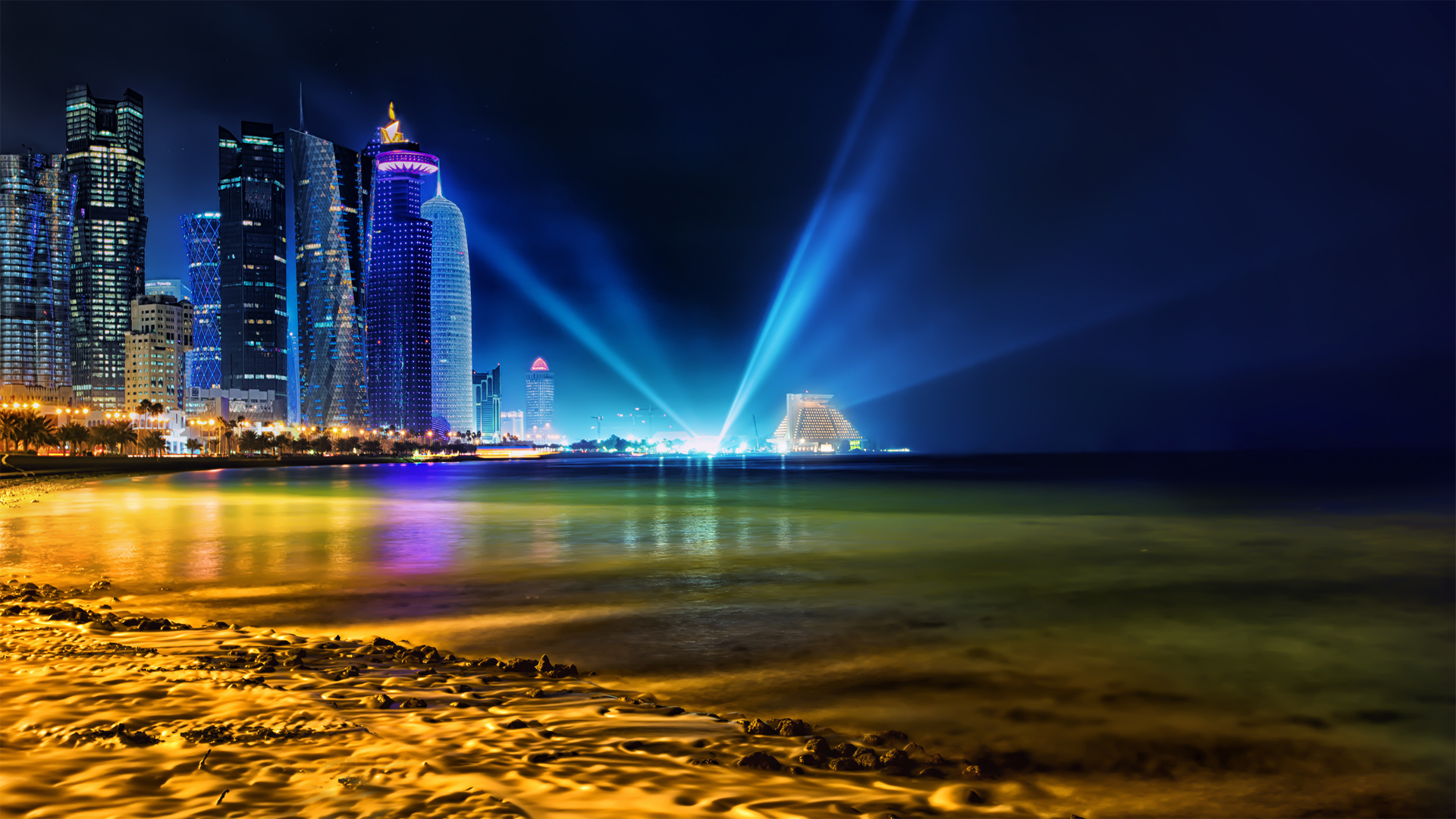 卡塔尔多哈的天际线2K风景壁纸