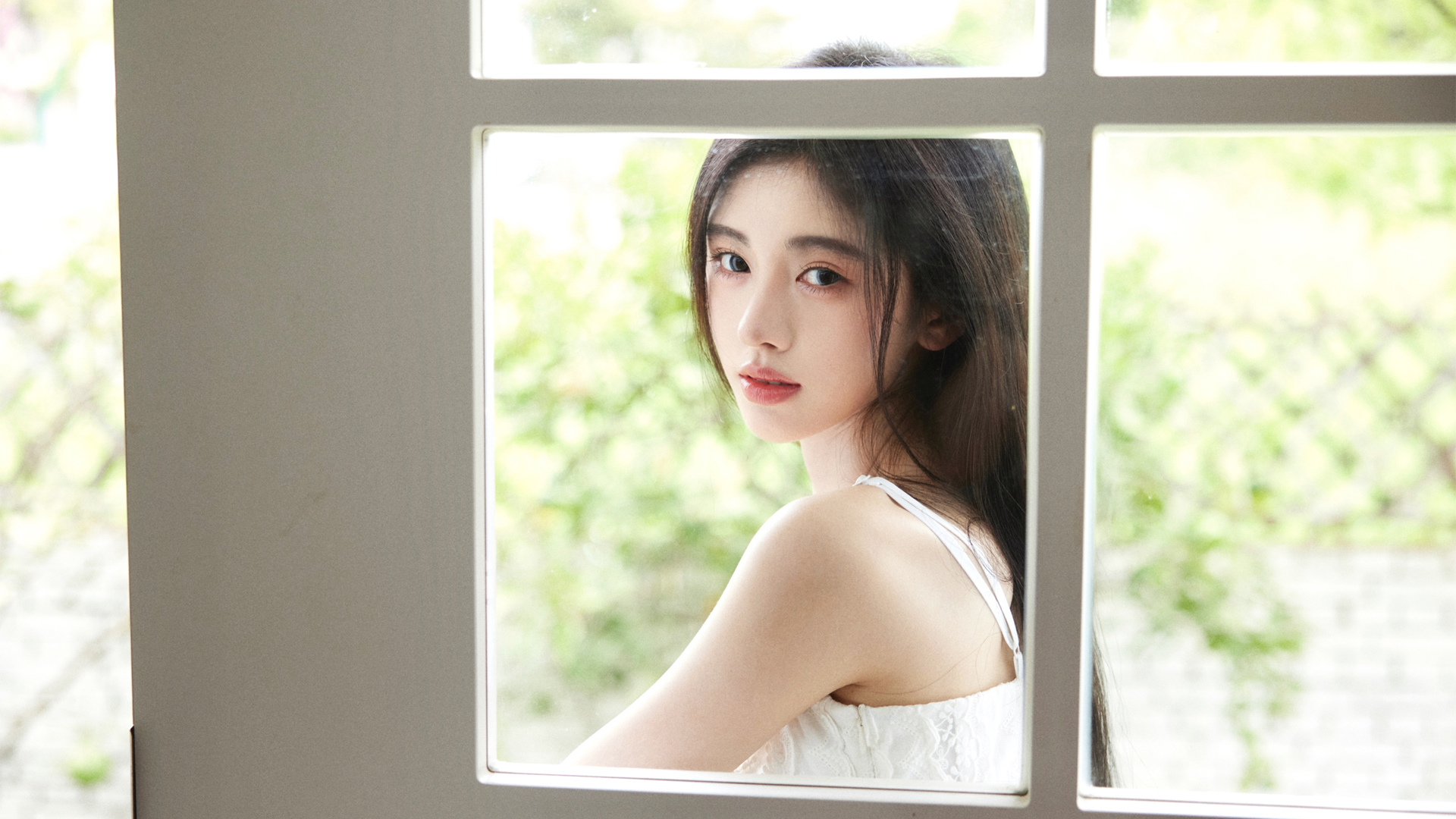小清新美女 窗 鞠婧祎 高清美女壁纸