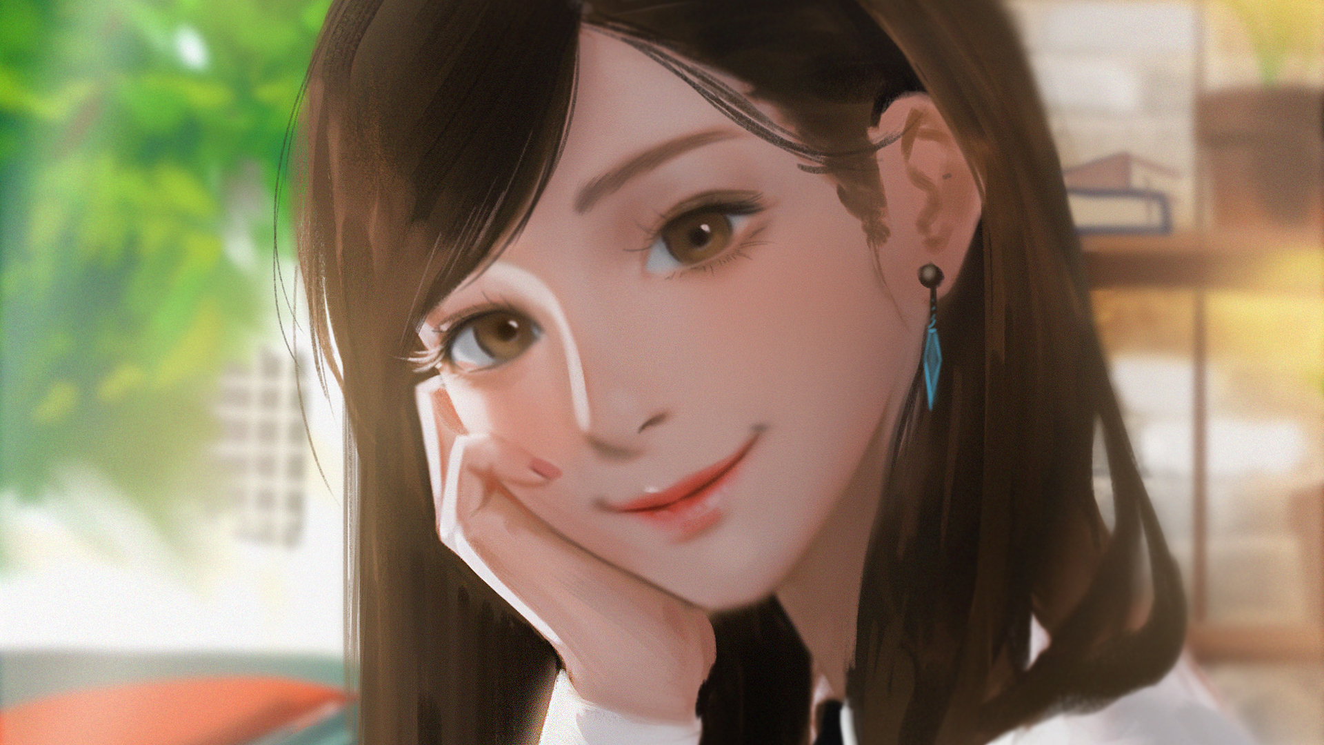 校园清纯可爱女生 好看手绘插画高清壁纸