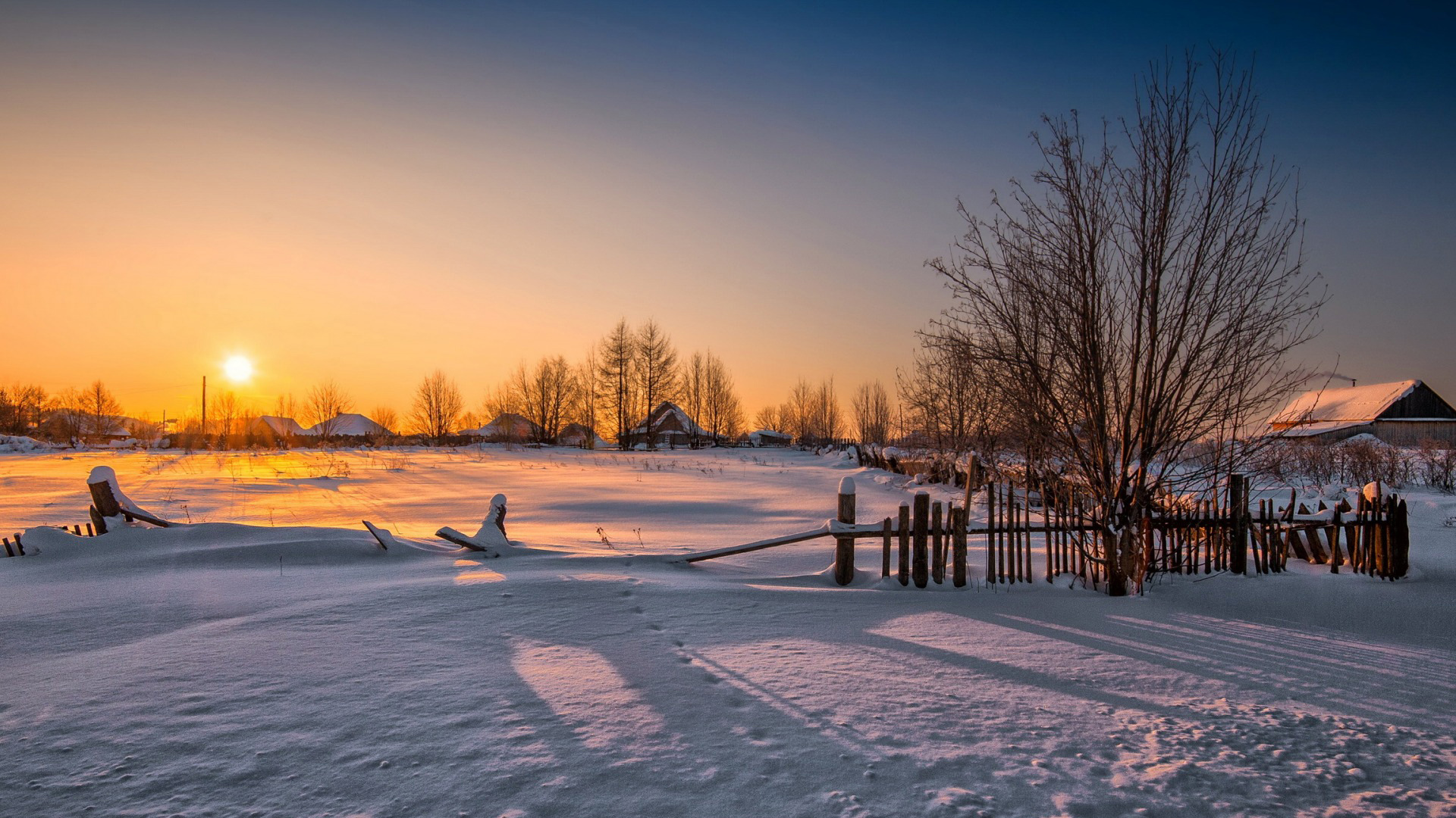 风景壁纸雪景田园图片