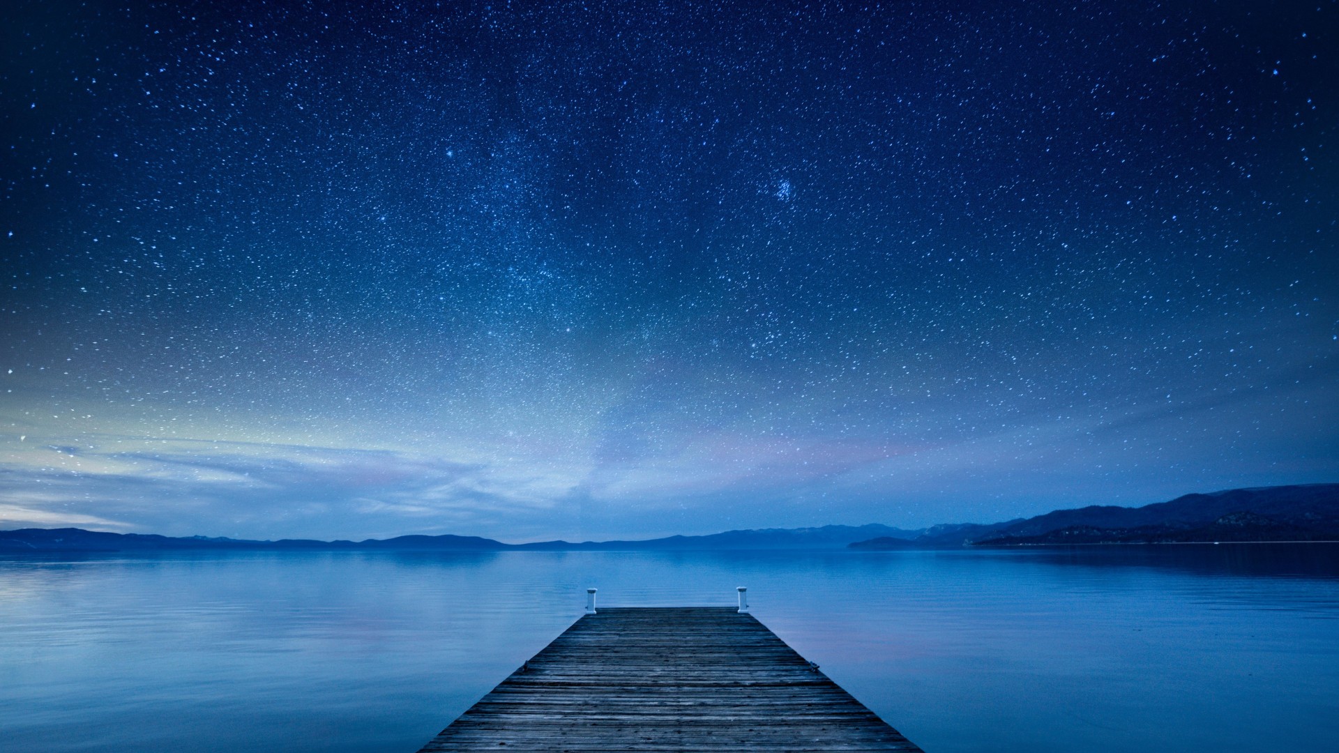 湖,码头,自然,天空的星星,风景电脑壁纸