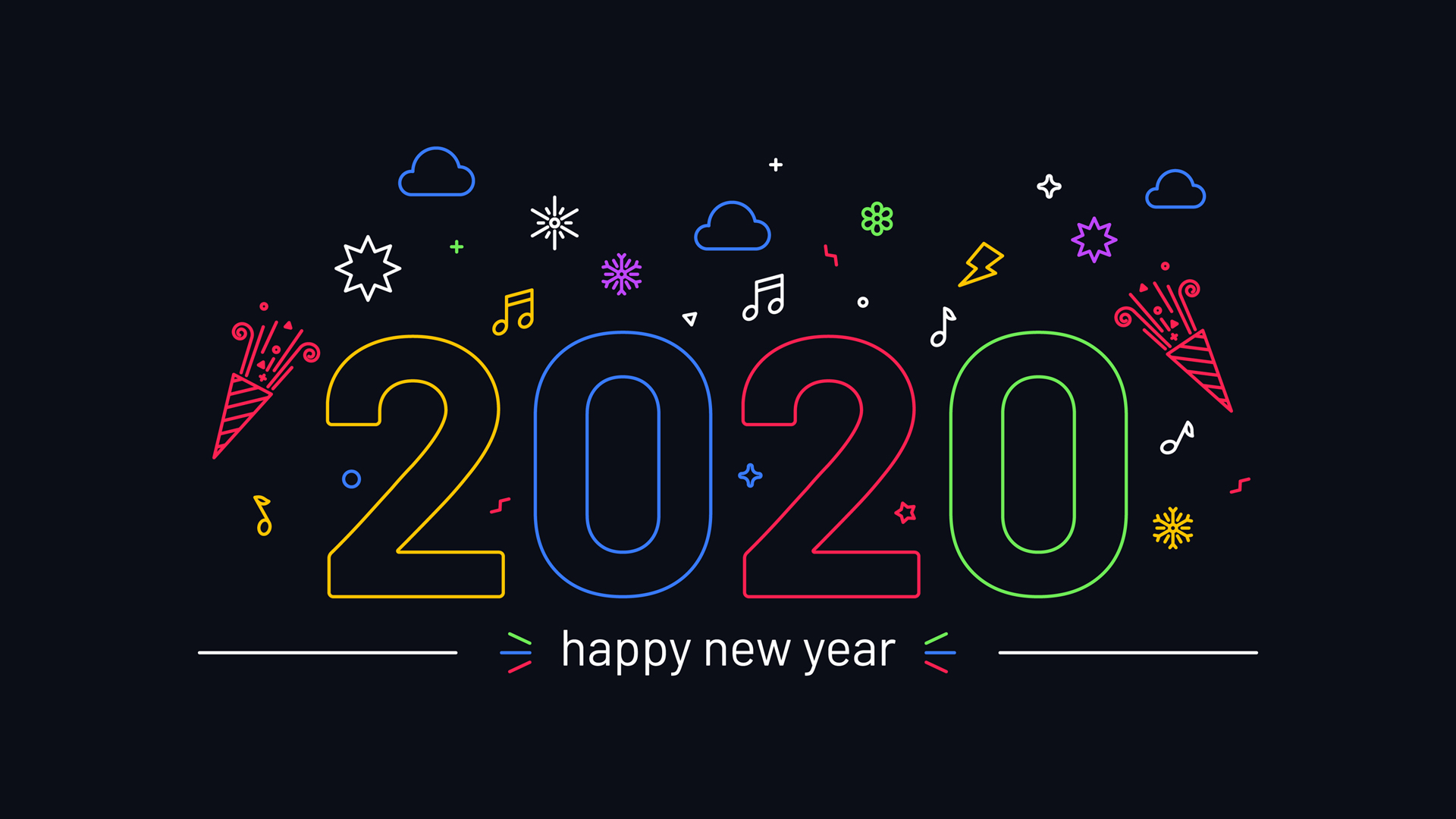 2020年个性艺术字新年快乐壁纸