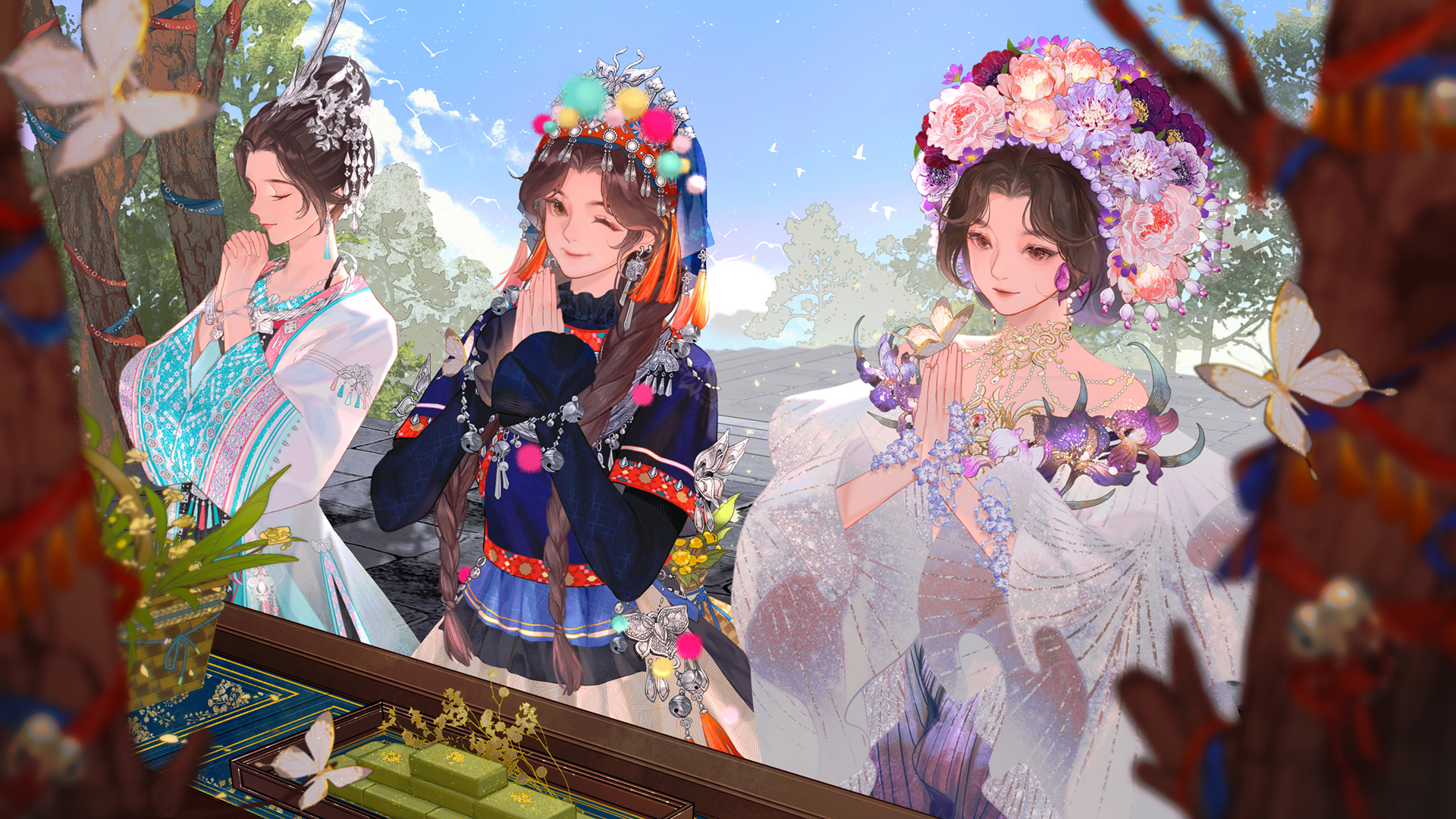 天涯明月刀 三个女孩许愿 高清桌面壁纸