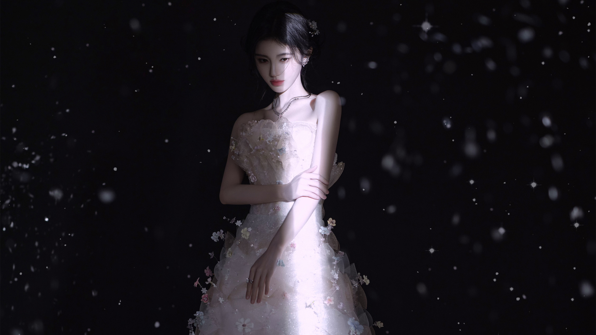 鞠婧祎唯美光美女壁纸