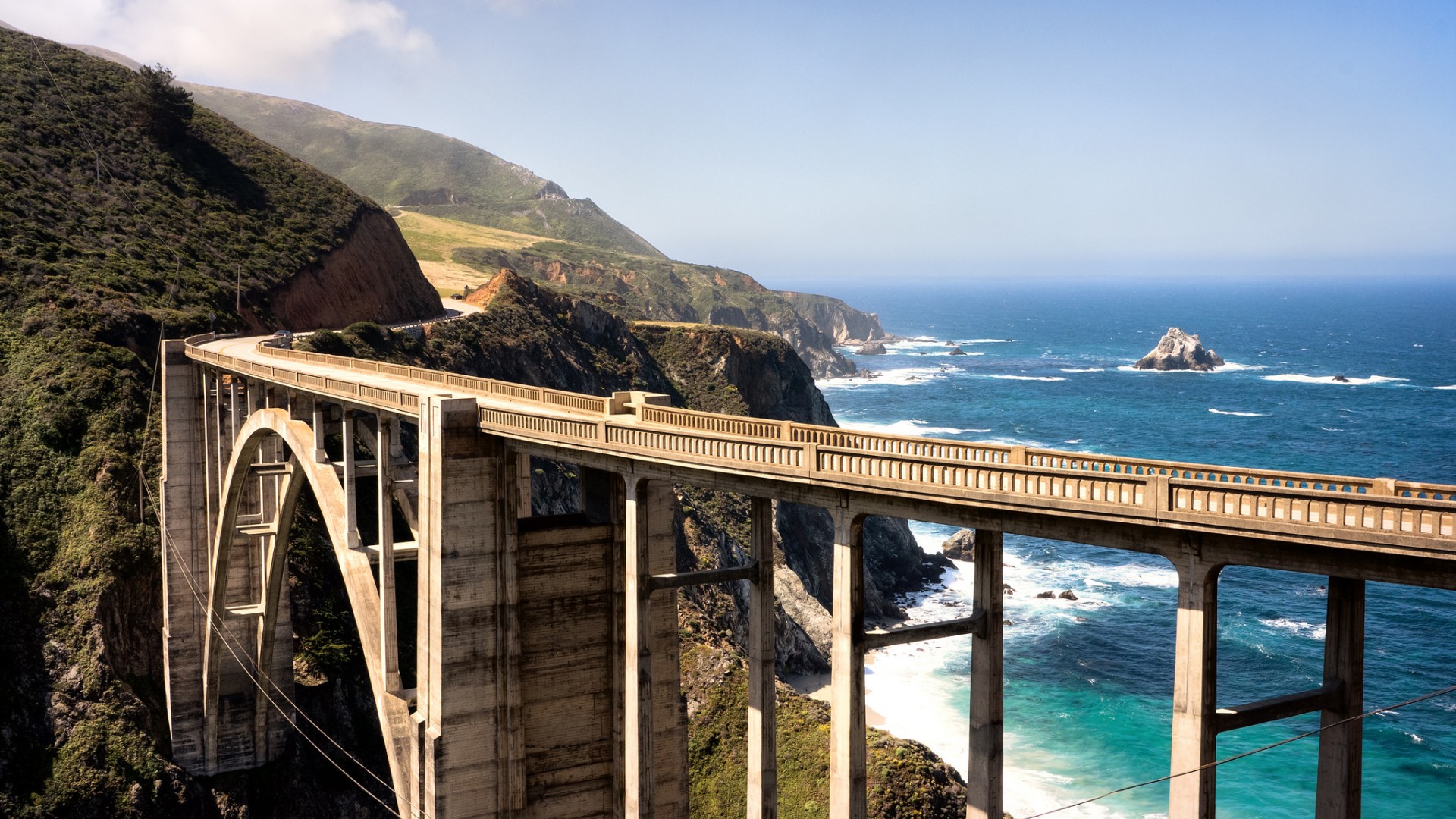 加州,西海岸,桥梁,路,海滩,风景壁纸