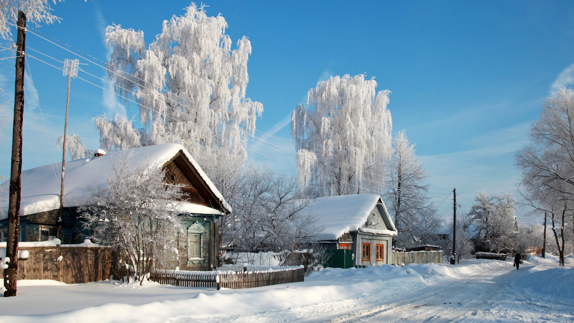 家,房子,雪,村庄,树木,冬天,风景桌面壁纸