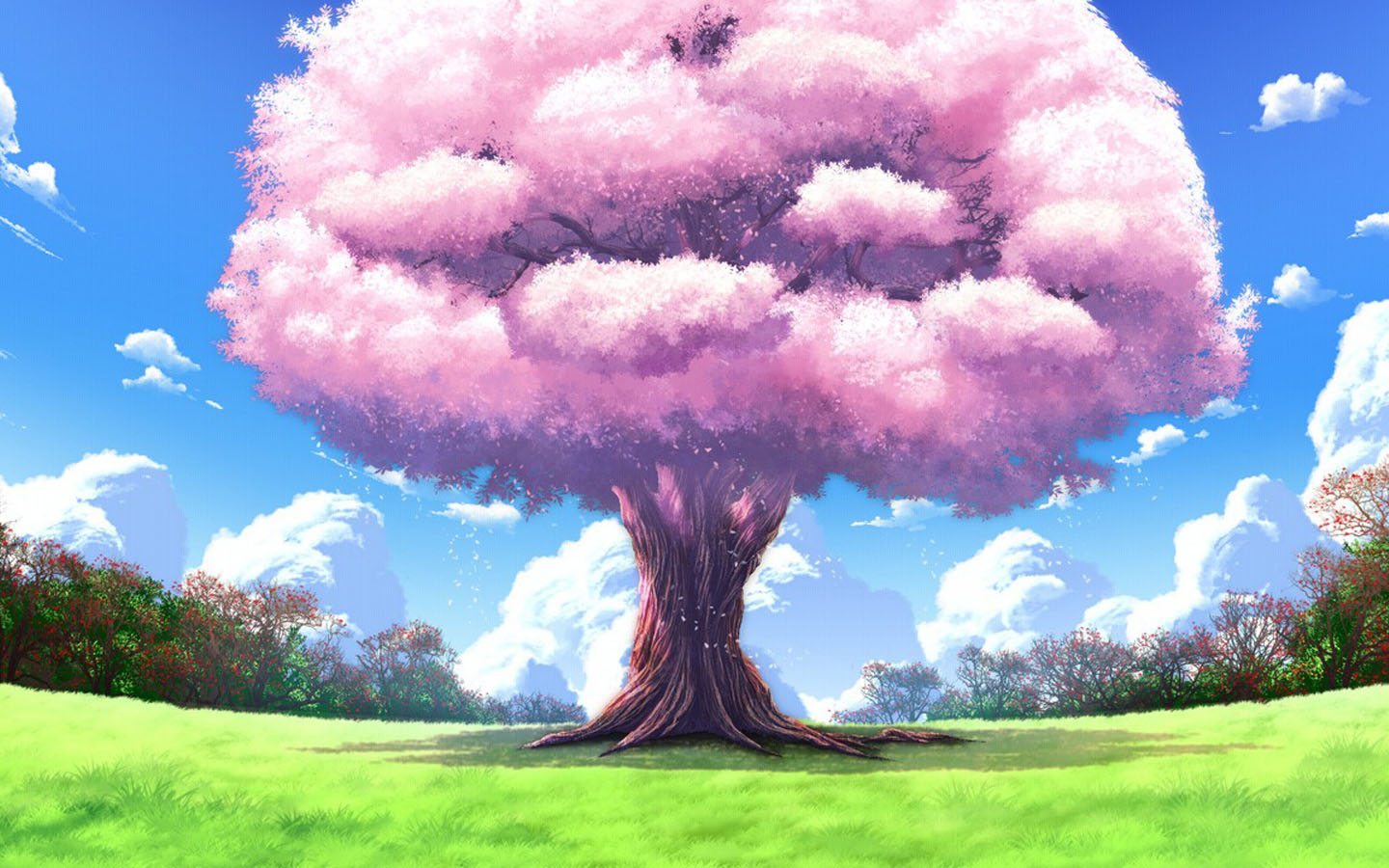 动漫粉色的树桌面背景图片