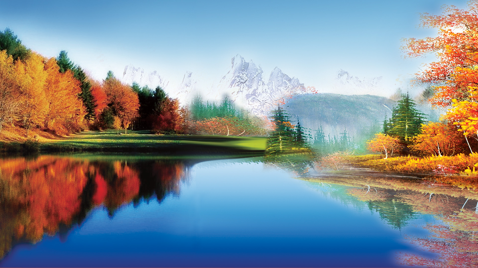 漂亮的山水风景挂画桌面壁纸