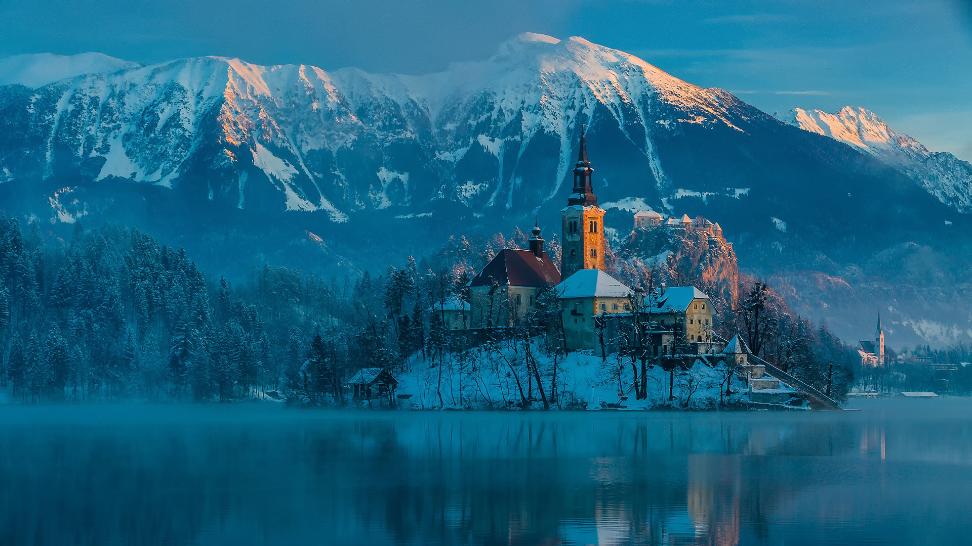 斯洛文尼亚 布莱德湖 冬天 美丽的风景桌面壁纸