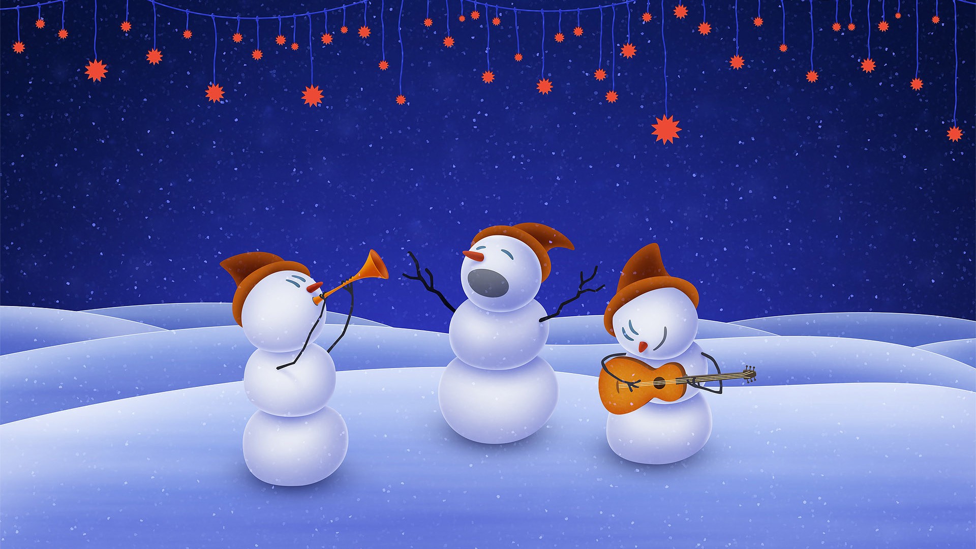 圣诞节,雪人,音乐,可爱壁纸