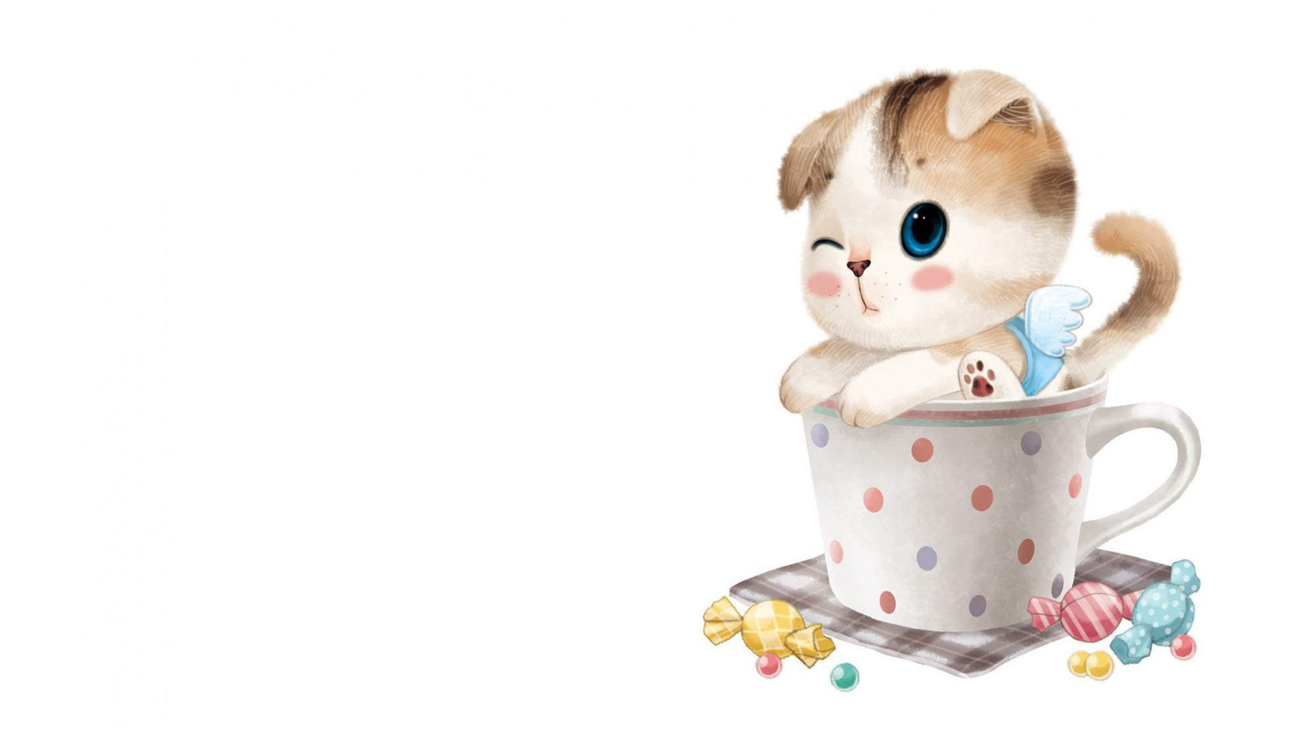 小猫,买萌,杯子,糖果,壁纸