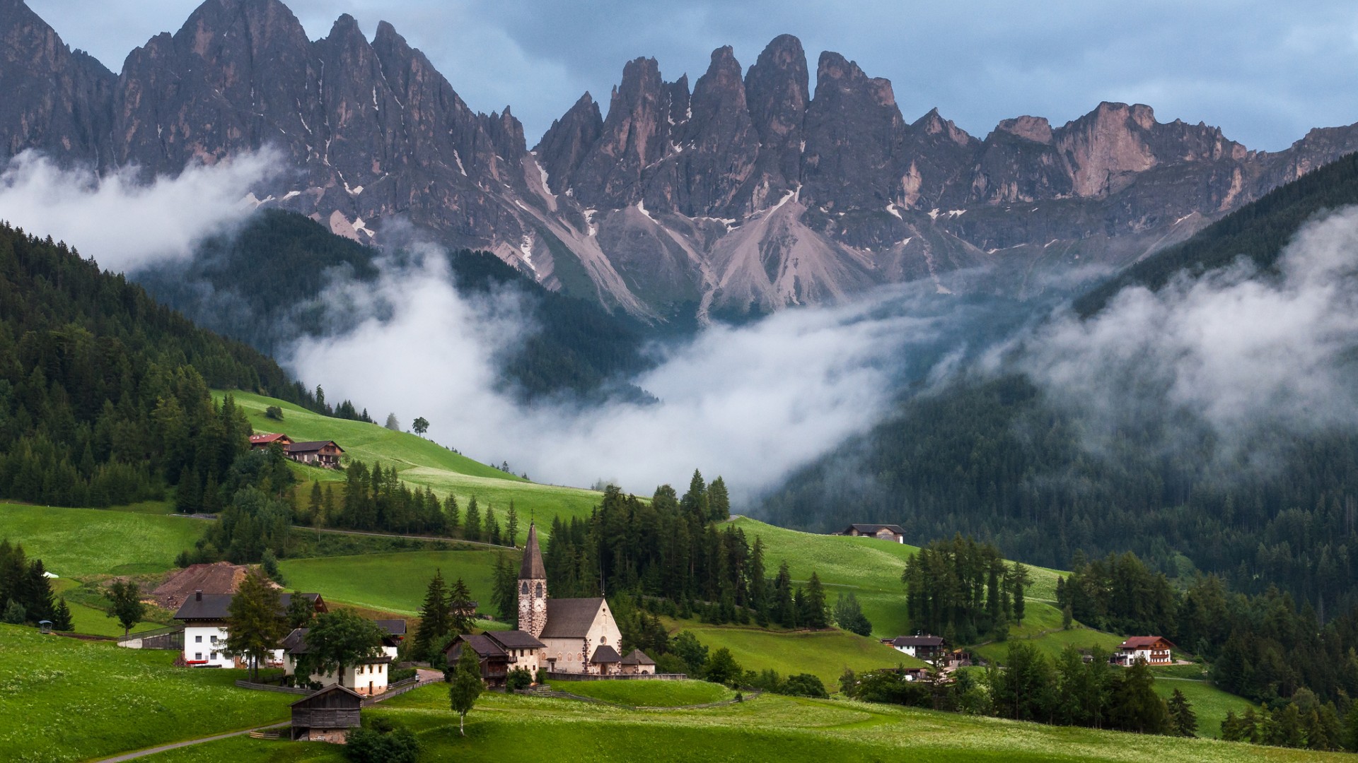 阿尔卑斯山,教堂,风景壁纸