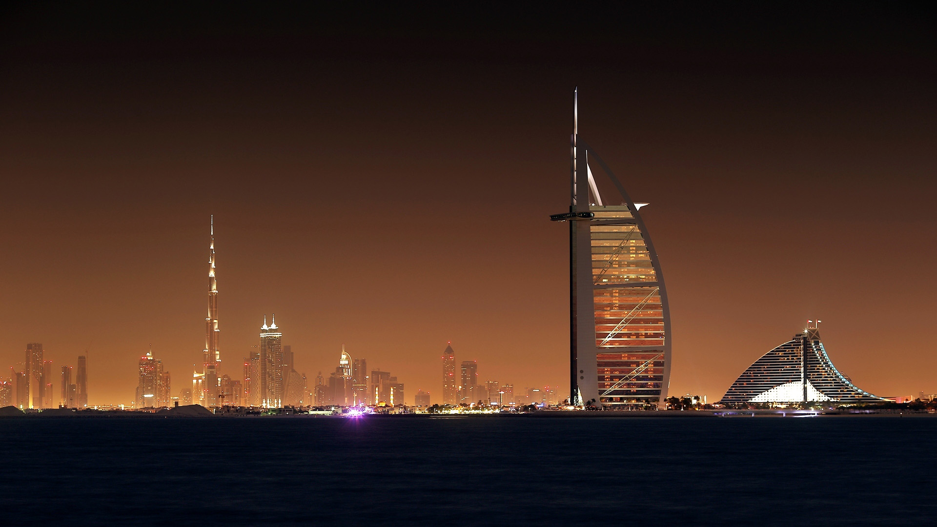 迪拜,城市,晚上,风光壁纸