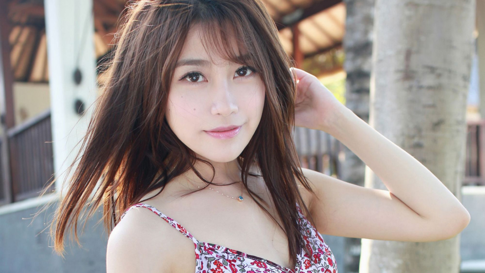 许诺Sabrina,花纹图案小裙子,美女壁纸