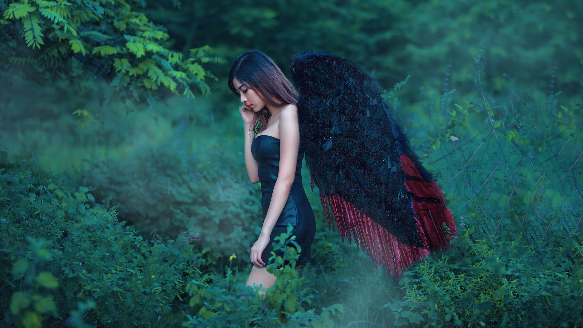 女孩,唯美,天使,翅膀,森林,美女,超清壁纸