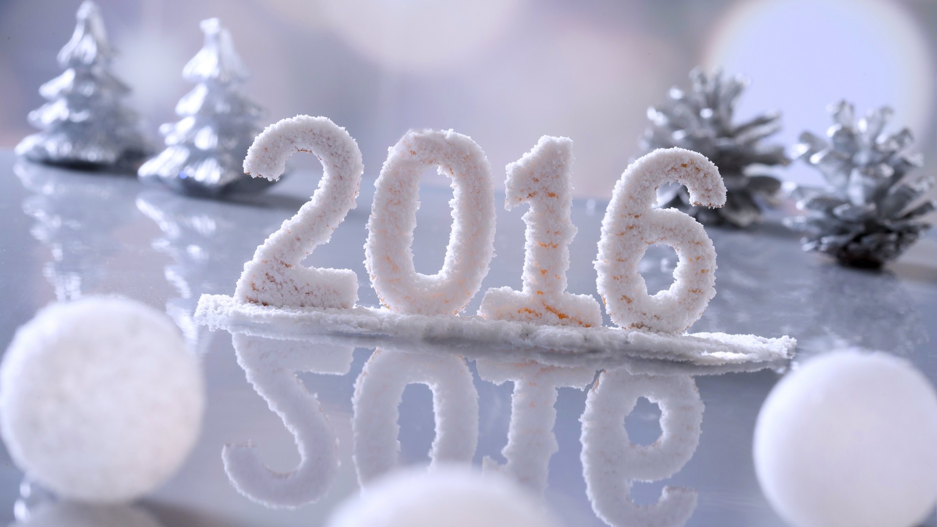 2016年快乐，新的一年，雪的图片，2016数字桌面壁纸