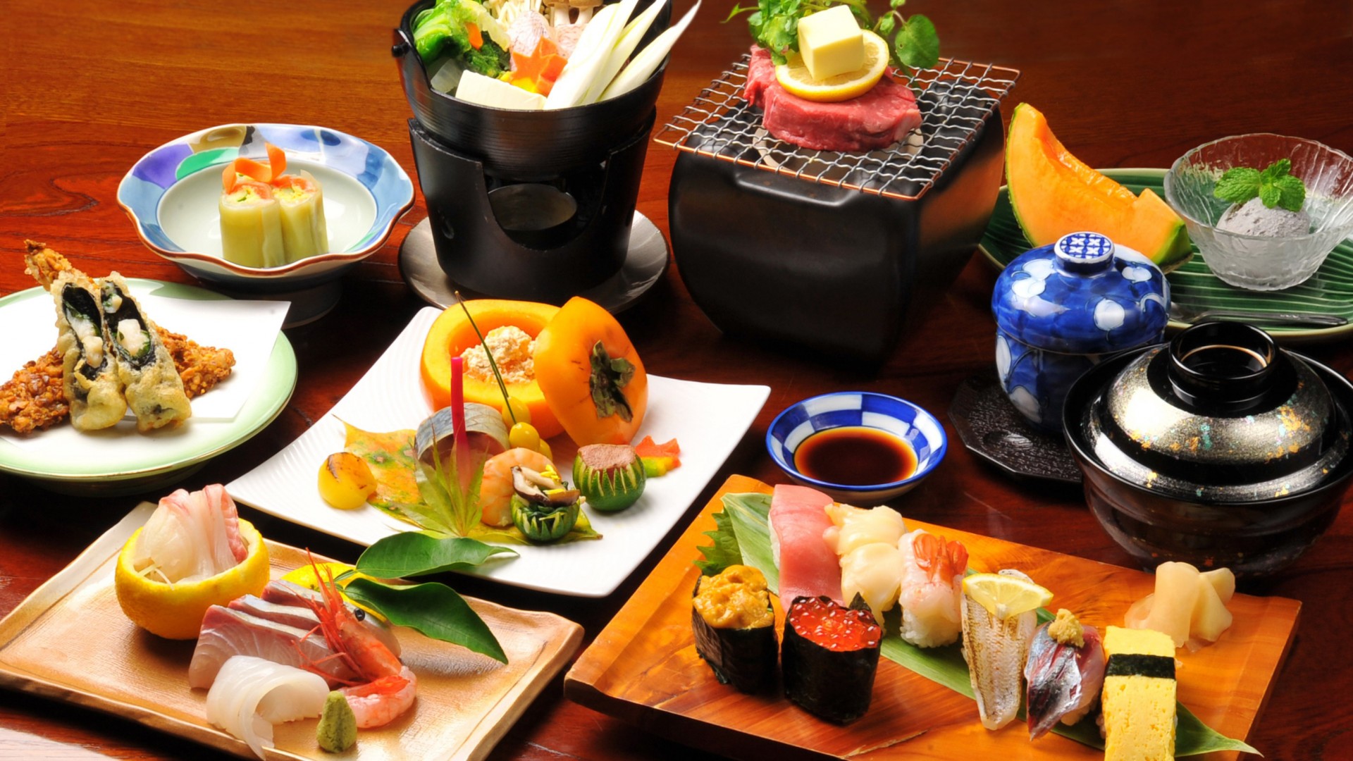 日本料理，菜，丰富的，食物，食料，美食，壁纸