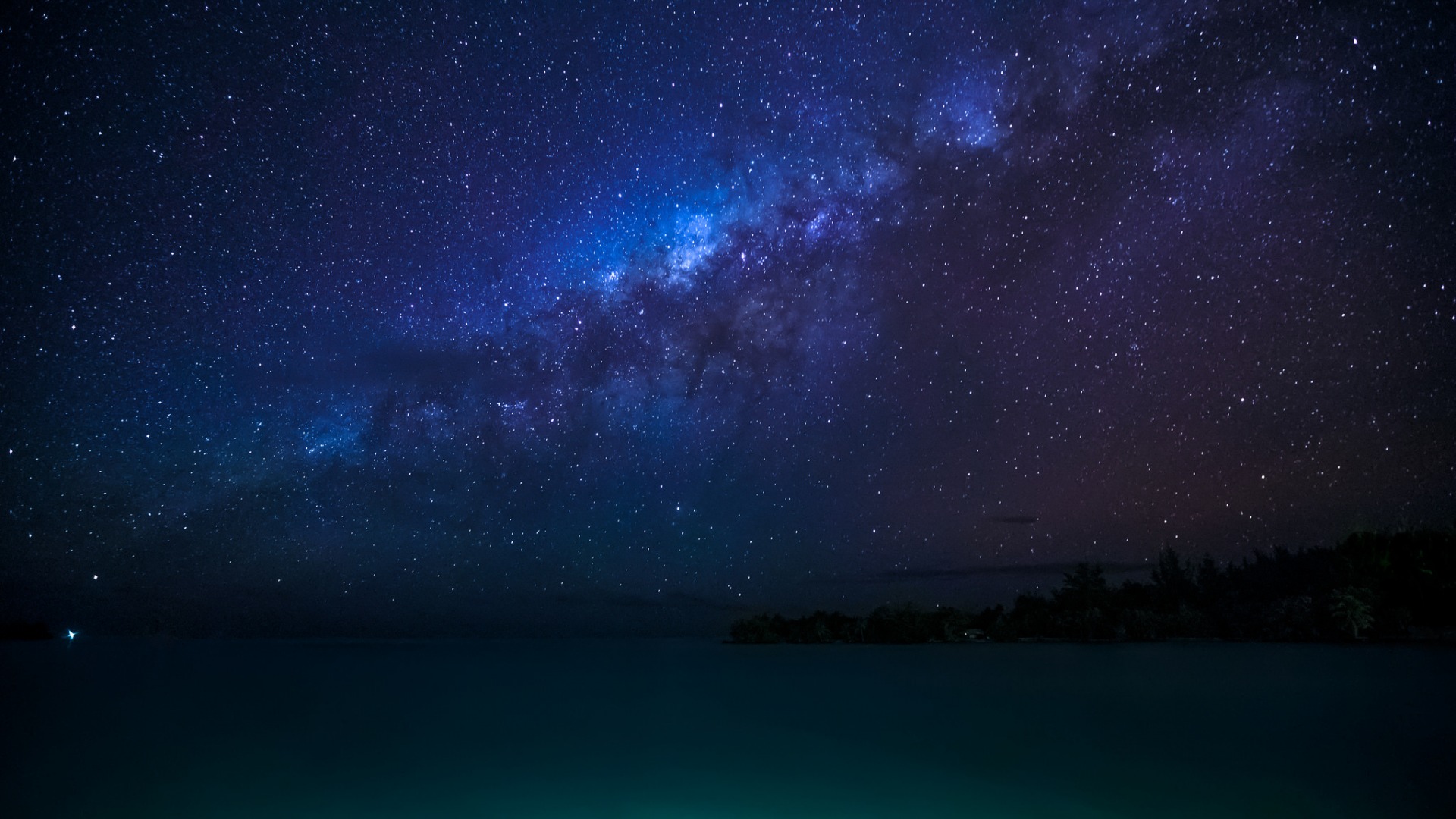 法属波利尼西亚夜晚星星海岸风景壁纸