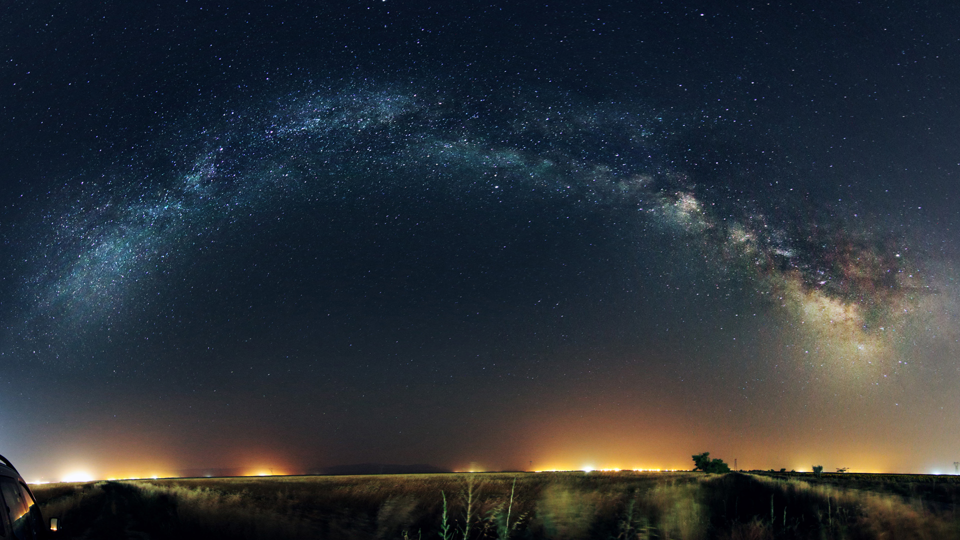 夜晚 星星 弧形 星空桌面壁纸