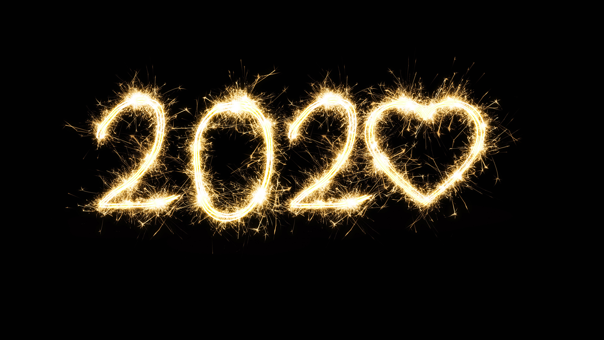 2020新年快乐爱心烟火桌面壁纸