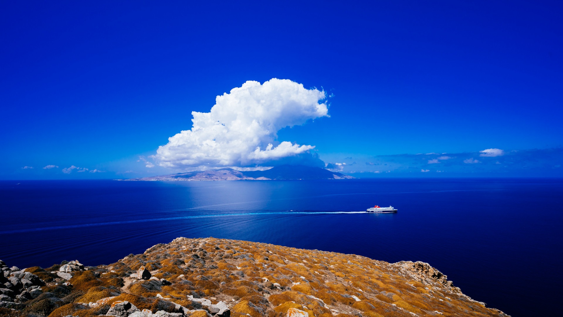 米科诺斯,希腊,爱琴海,大海,蓝天白云,风景桌面壁纸