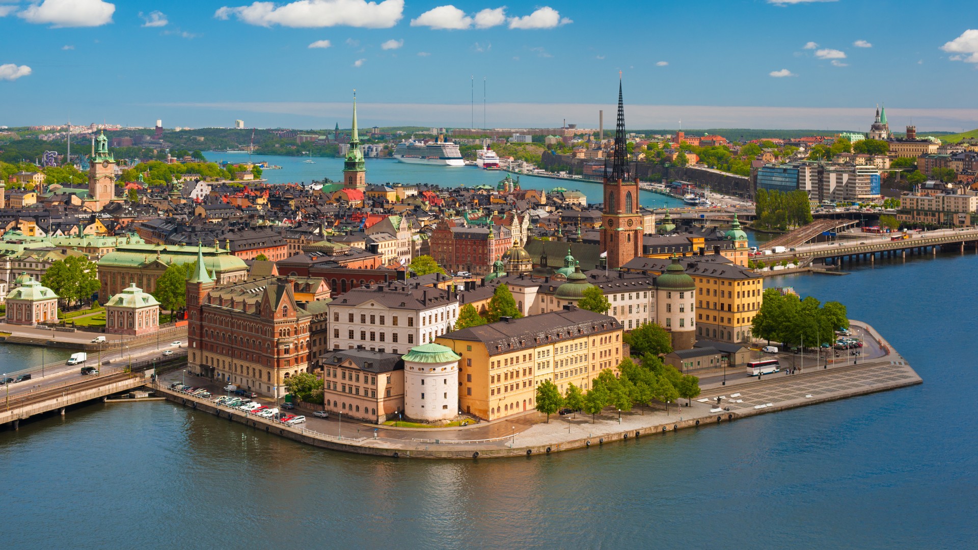 瑞典斯德哥尔摩，骑士岛，格姆拉斯坦，骑士岛教堂图片，城市风景桌面壁纸