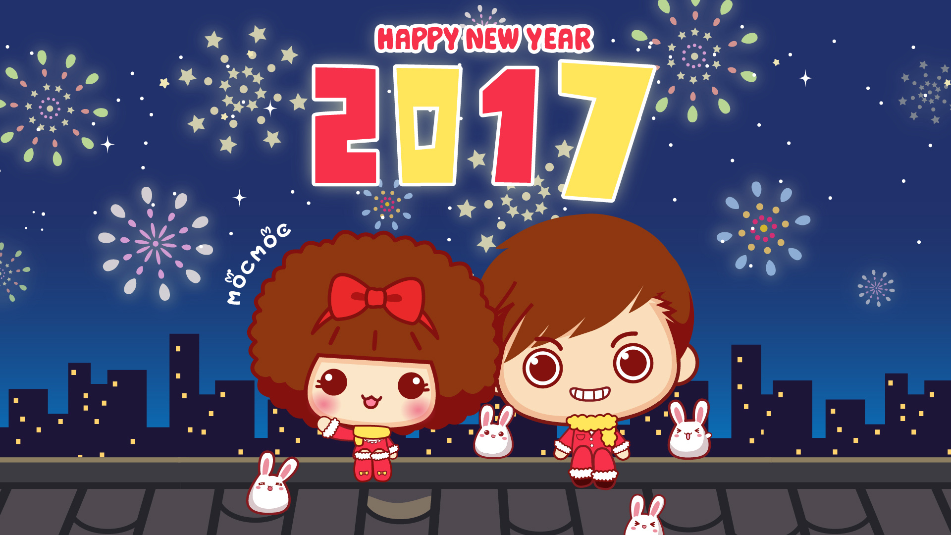 摩丝摩丝HAPPY NEW YEAR 2017新年快乐桌面壁纸