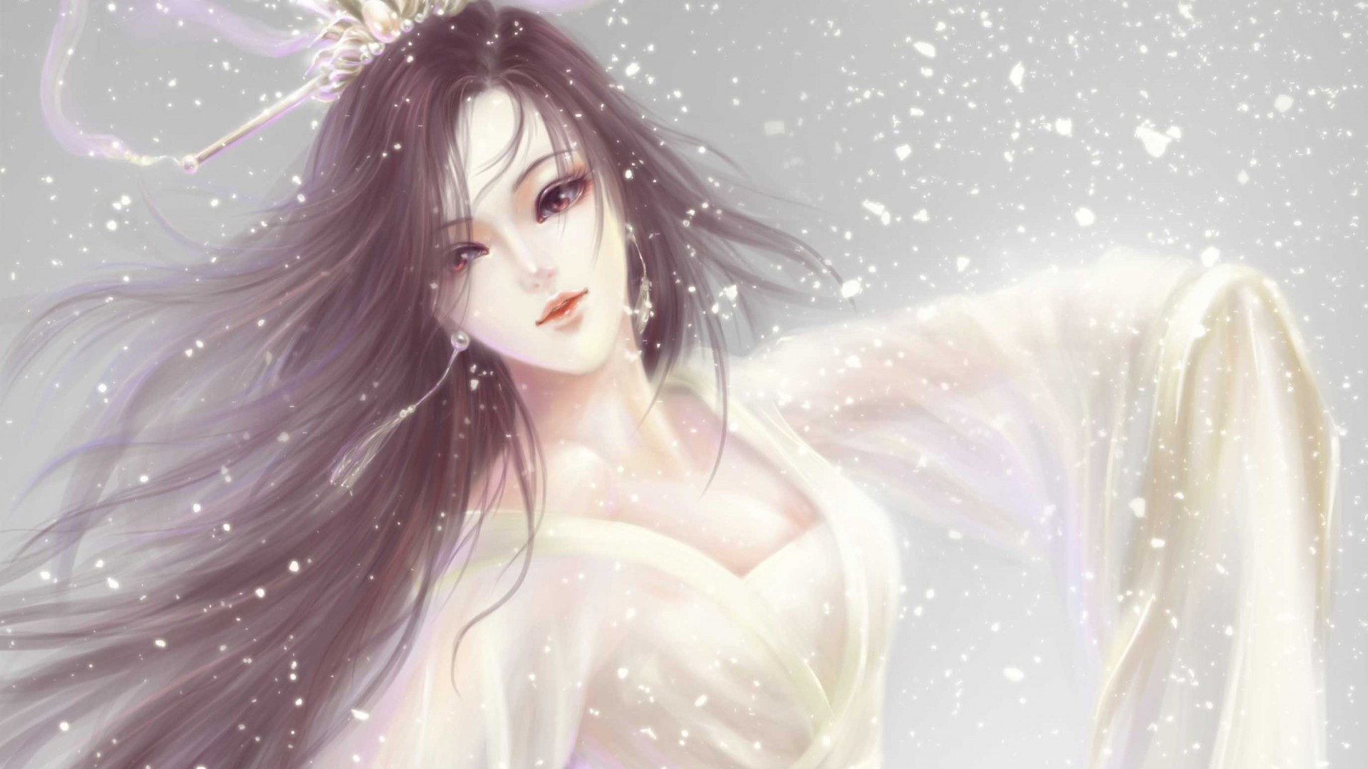 女孩雪舞，服饰飘逸，唯美壁纸免费下载，电脑桌面美化新选择