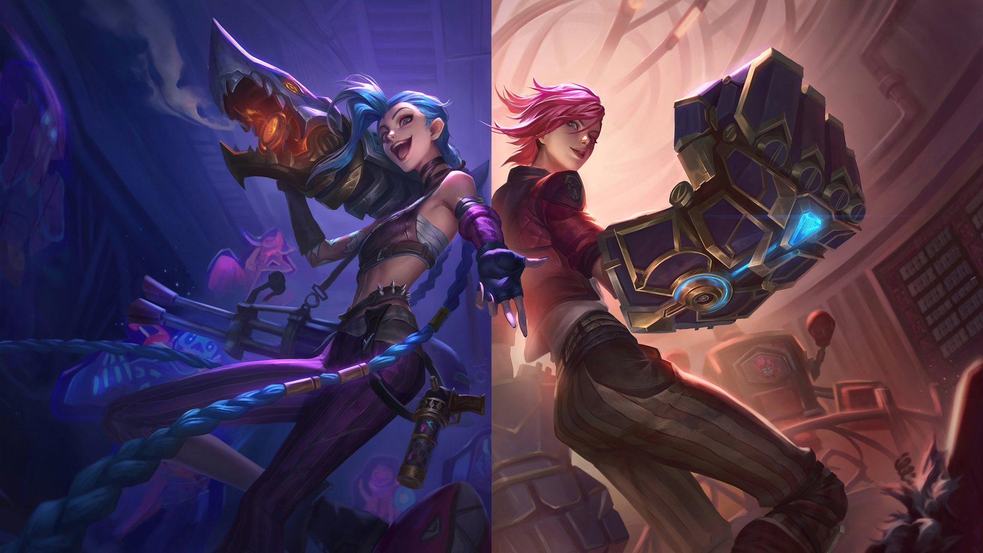 英雄联盟lol双城之战 金克丝 蔚高清壁纸