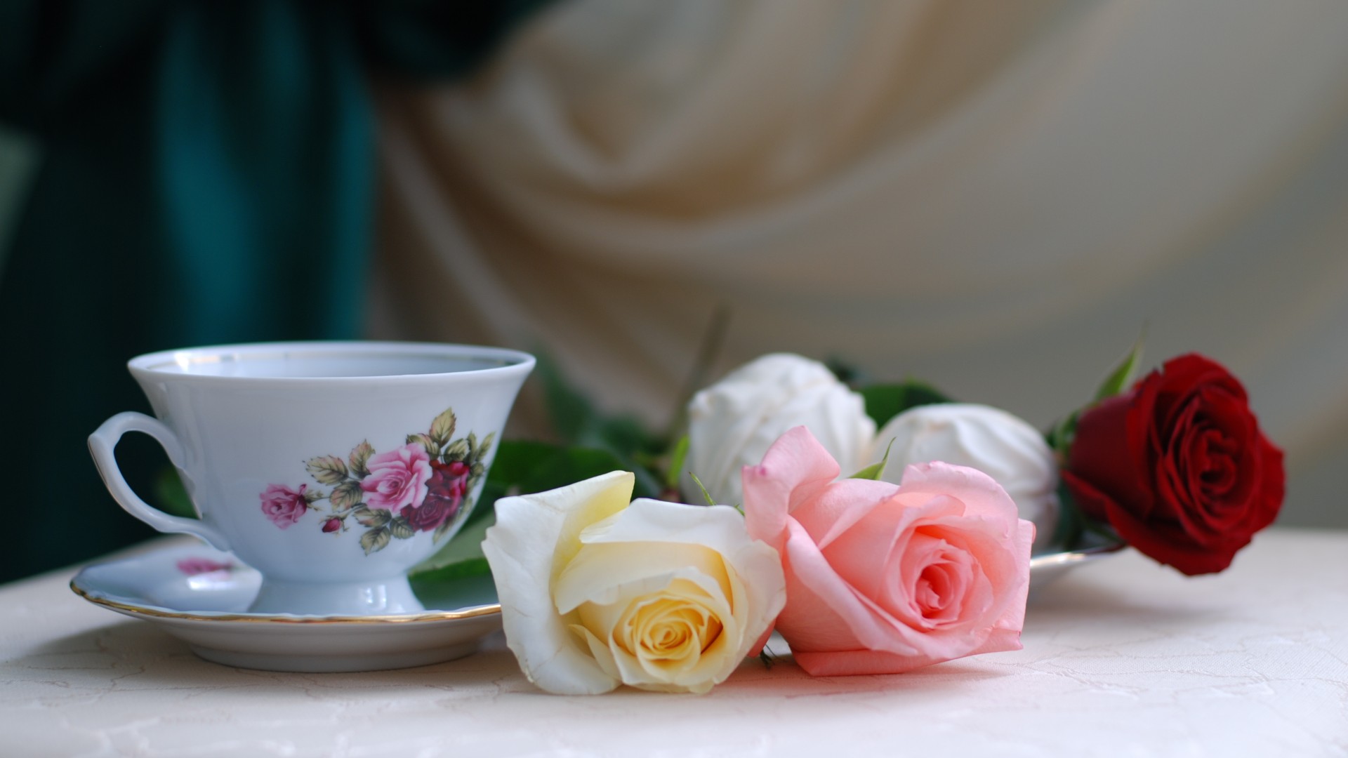 静物，玫瑰，茶，杯子，温馨，静物桌面壁纸