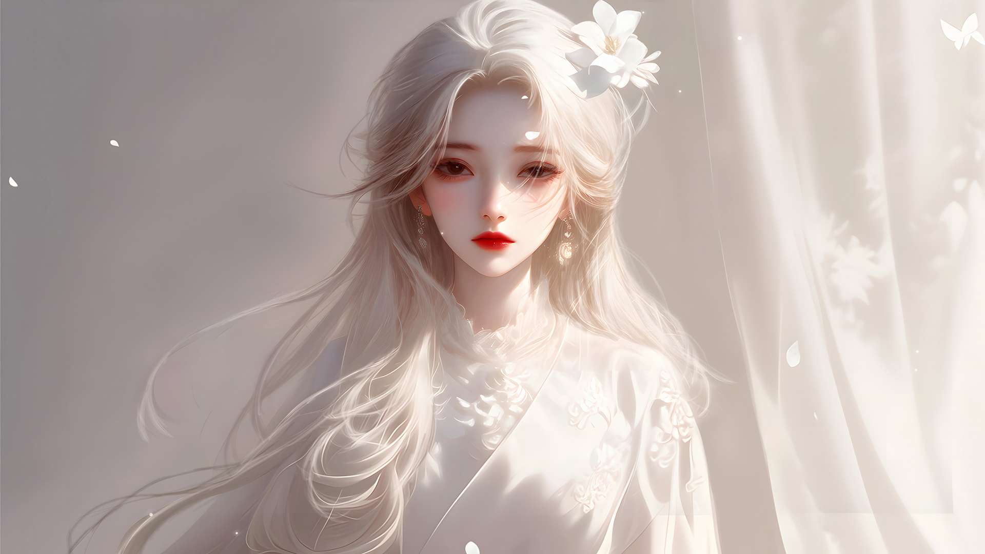 优雅白发少女动漫壁纸