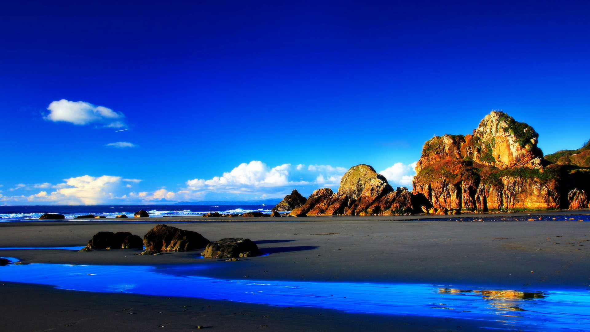 岩石,海滩,高清风景桌面壁纸