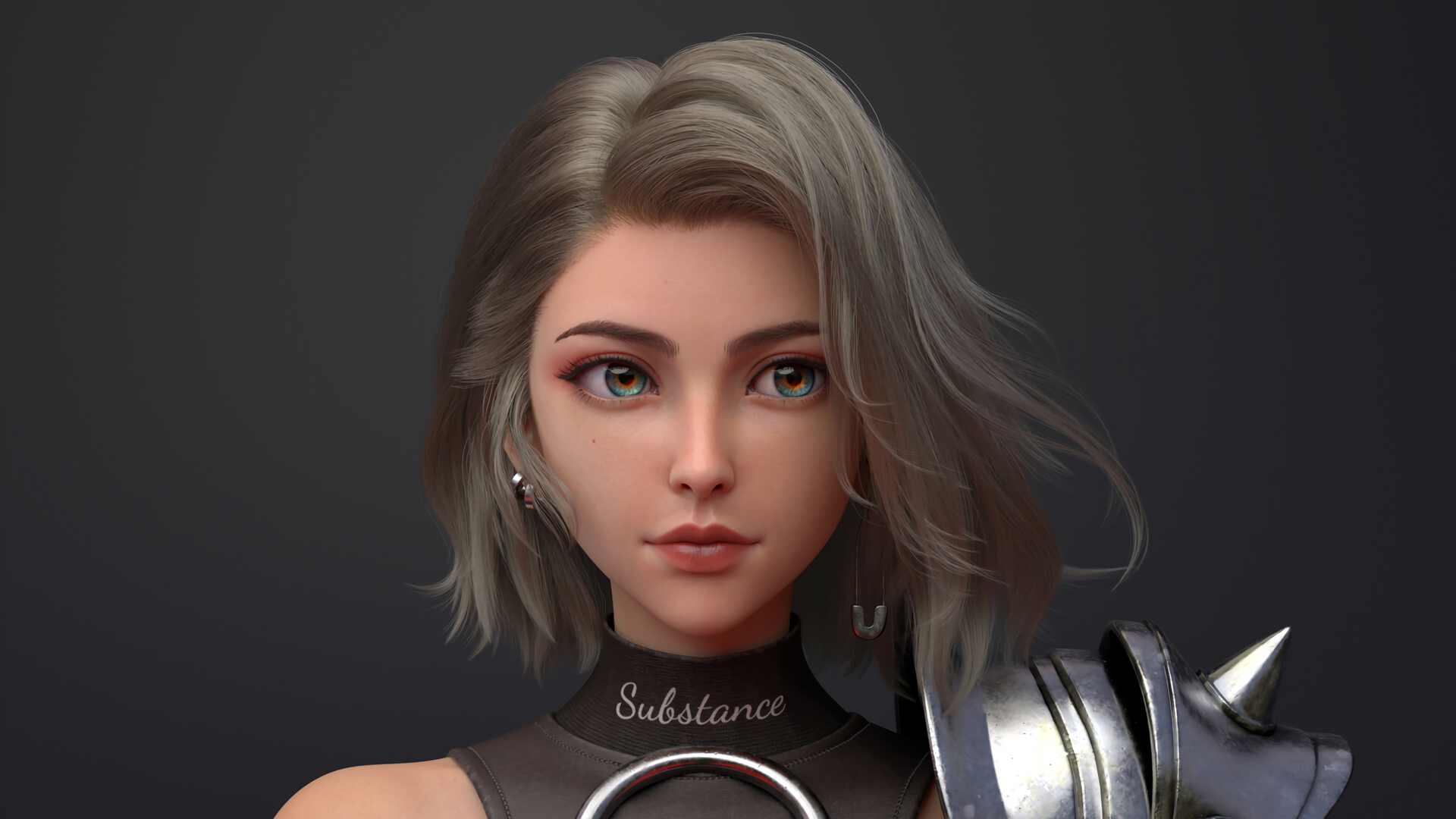 3d人物美女 短发 脸 高清壁纸