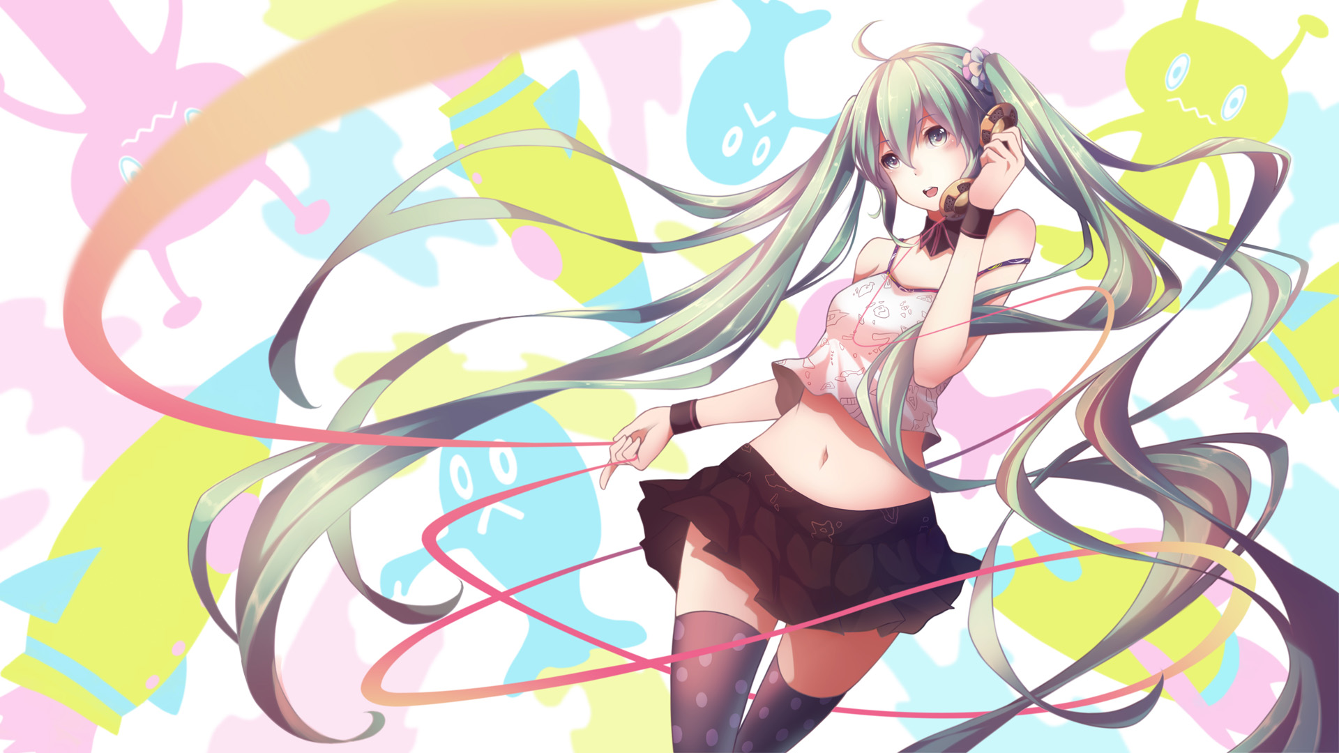 青春快乐的女孩,怪脸,初音未来,长发,可爱,美少女动漫电脑壁纸