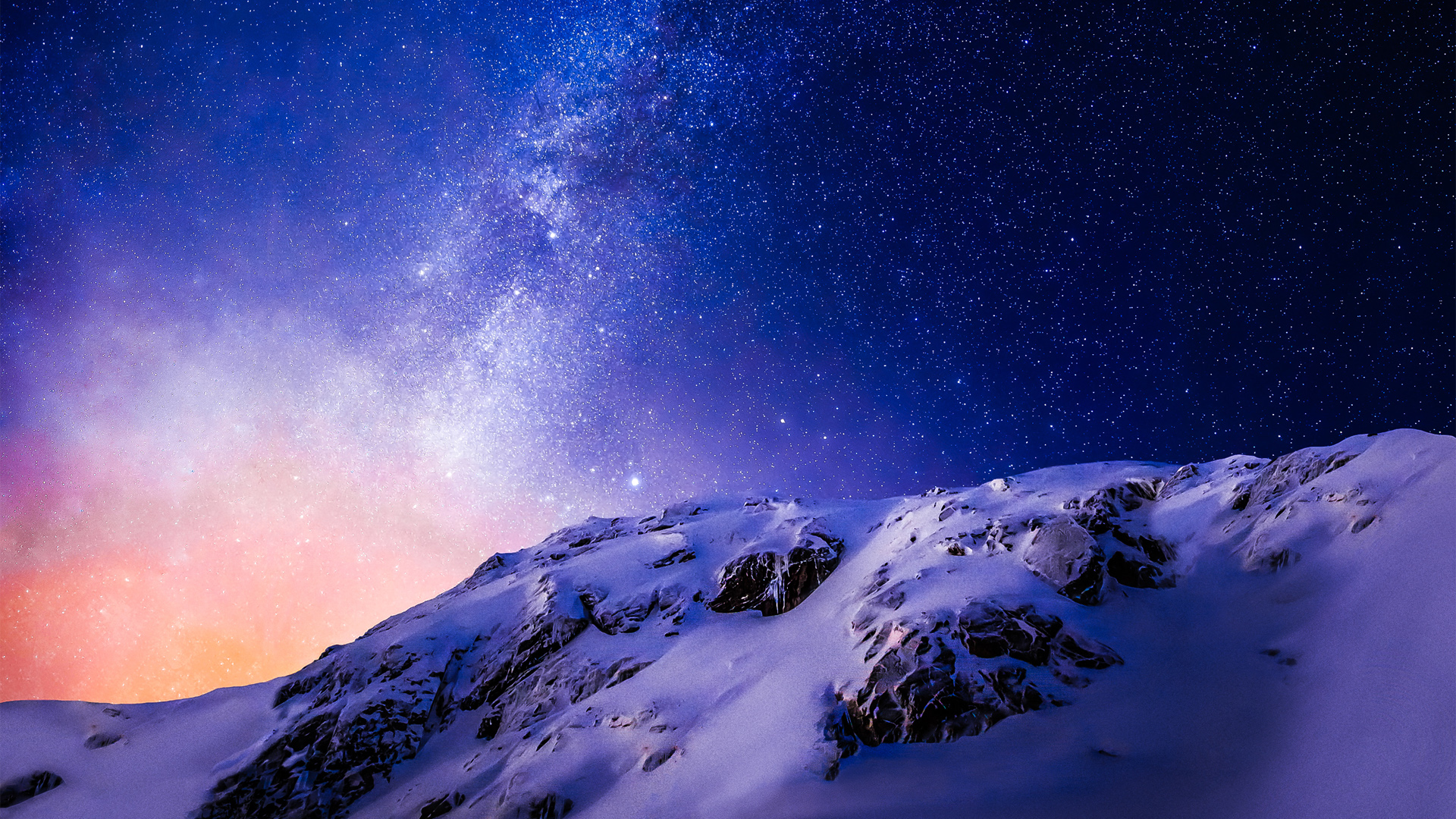 雪山,夜晚,美丽星空2k风景壁纸