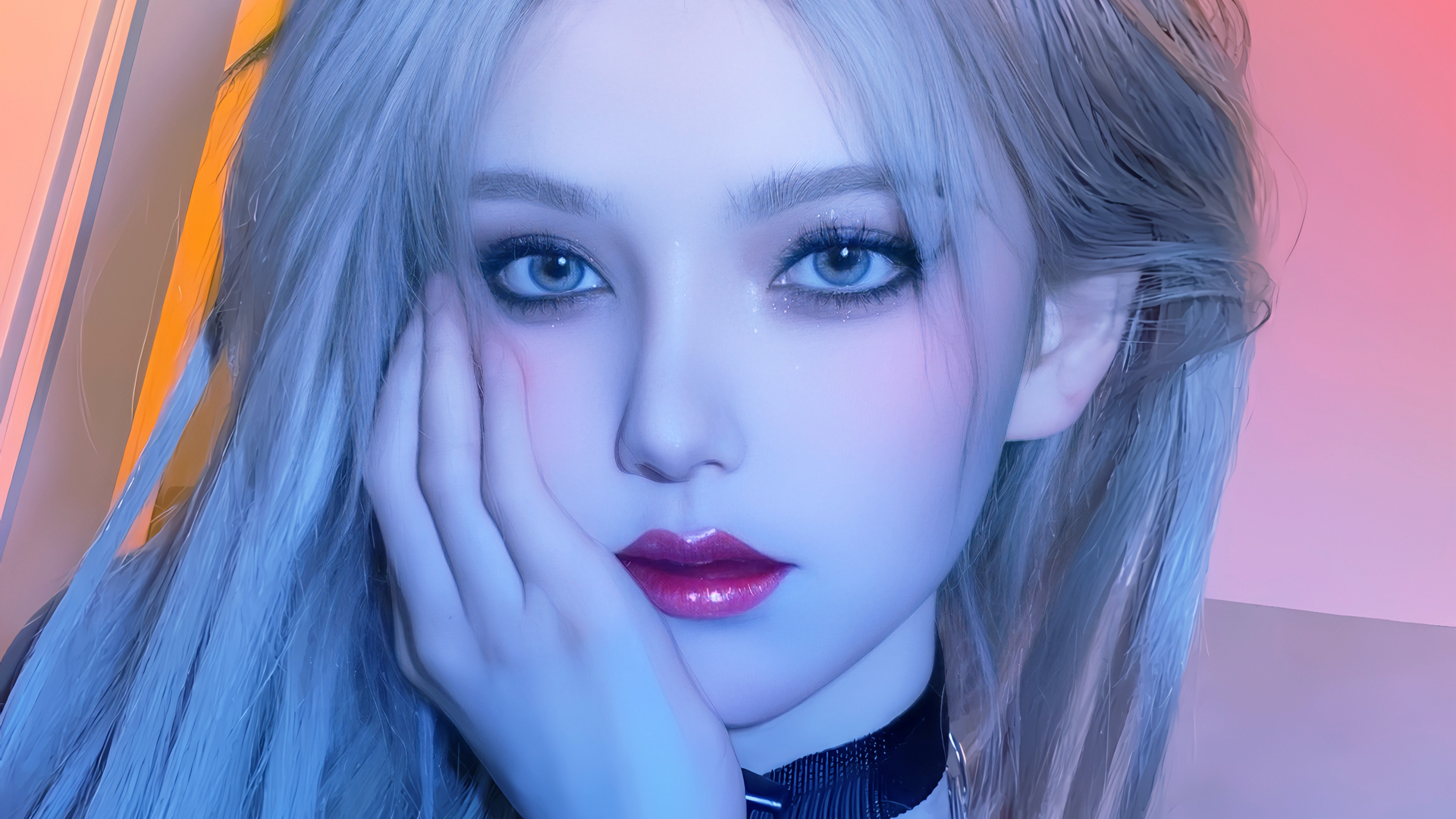 阿狸 cosplay 美女 脸 眼睛 手 长发 电脑 壁纸