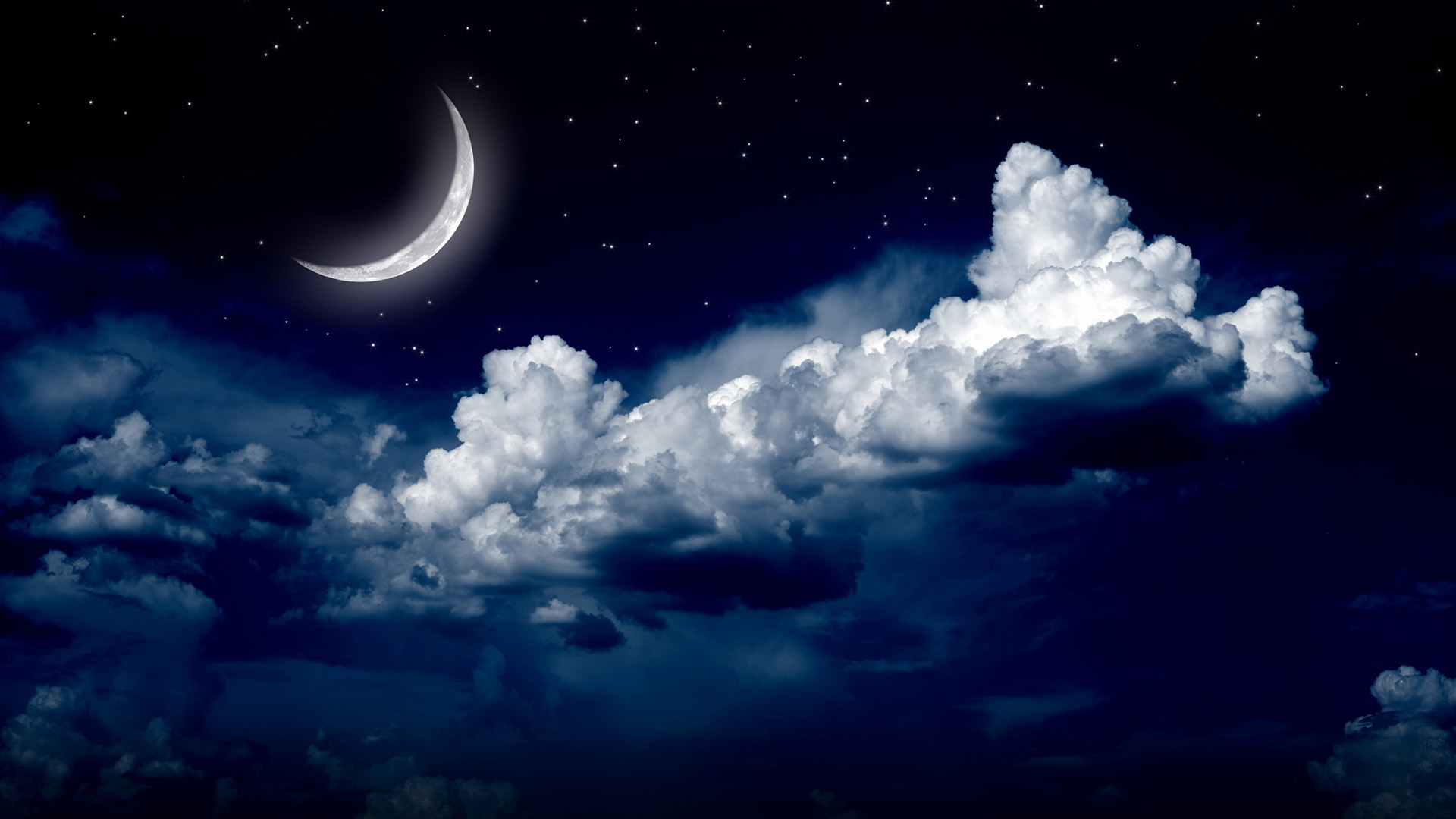 天空,云层,夜晚,月亮,深蓝,星空,风景桌面壁纸