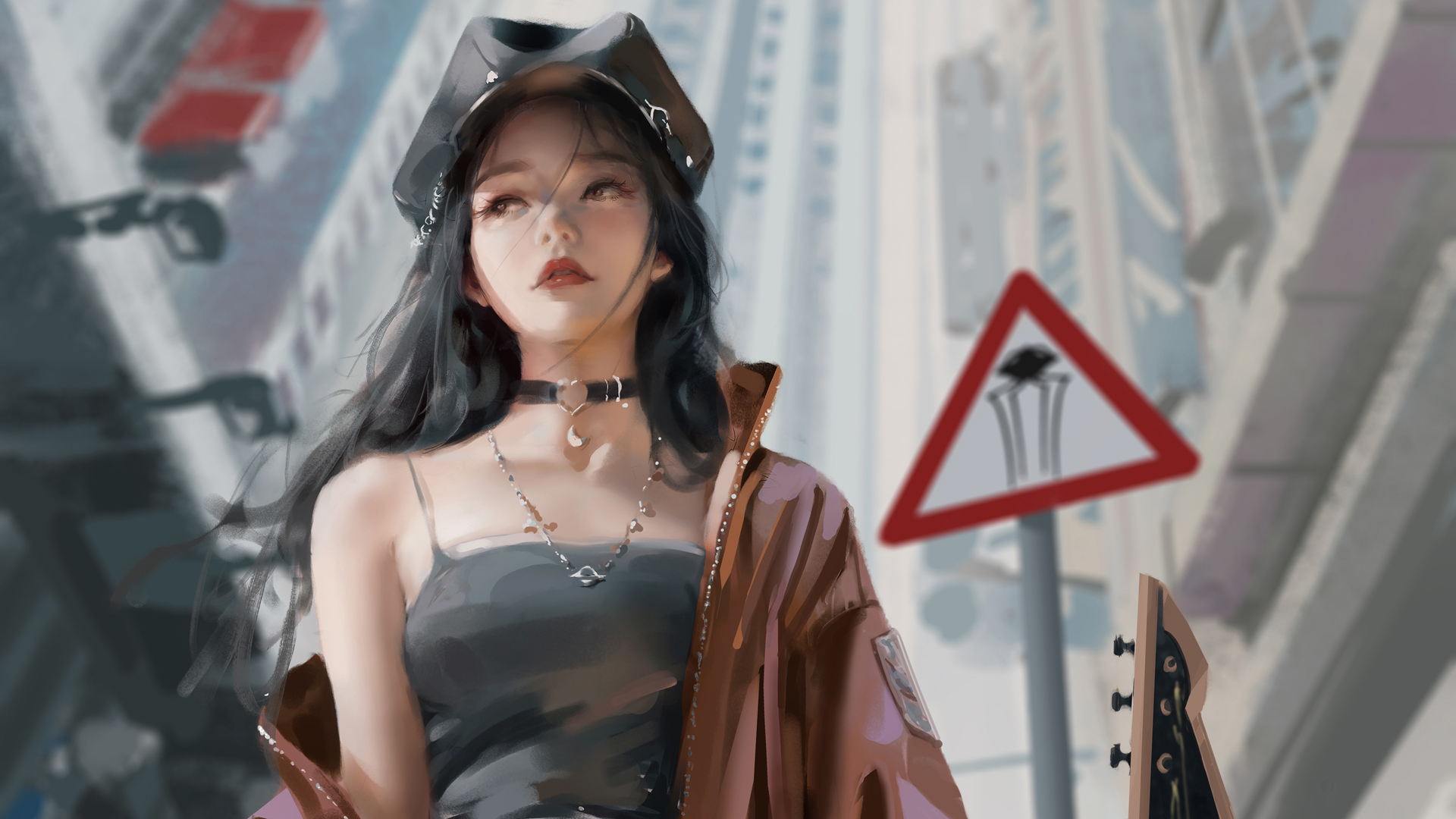 漂亮女孩 时尚 帽子 厚涂 动漫壁纸