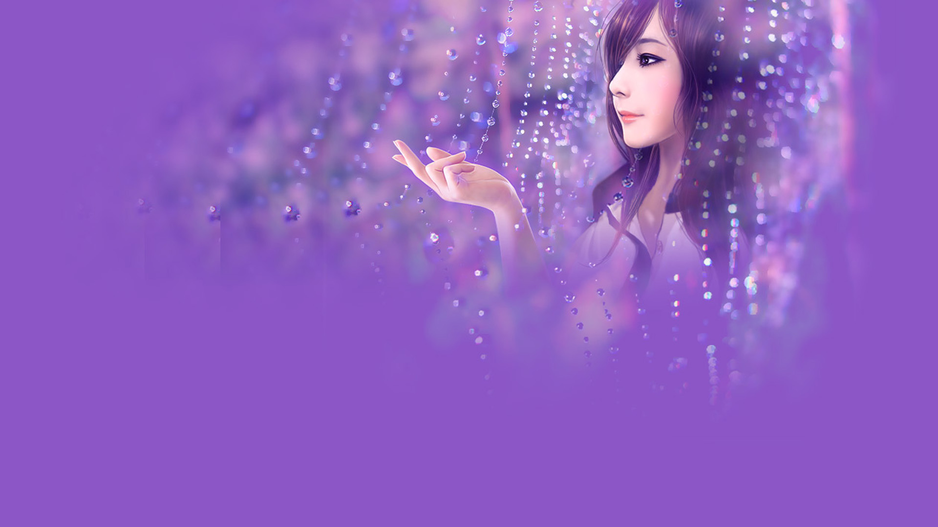 紫色唯美意境美女桌面壁纸