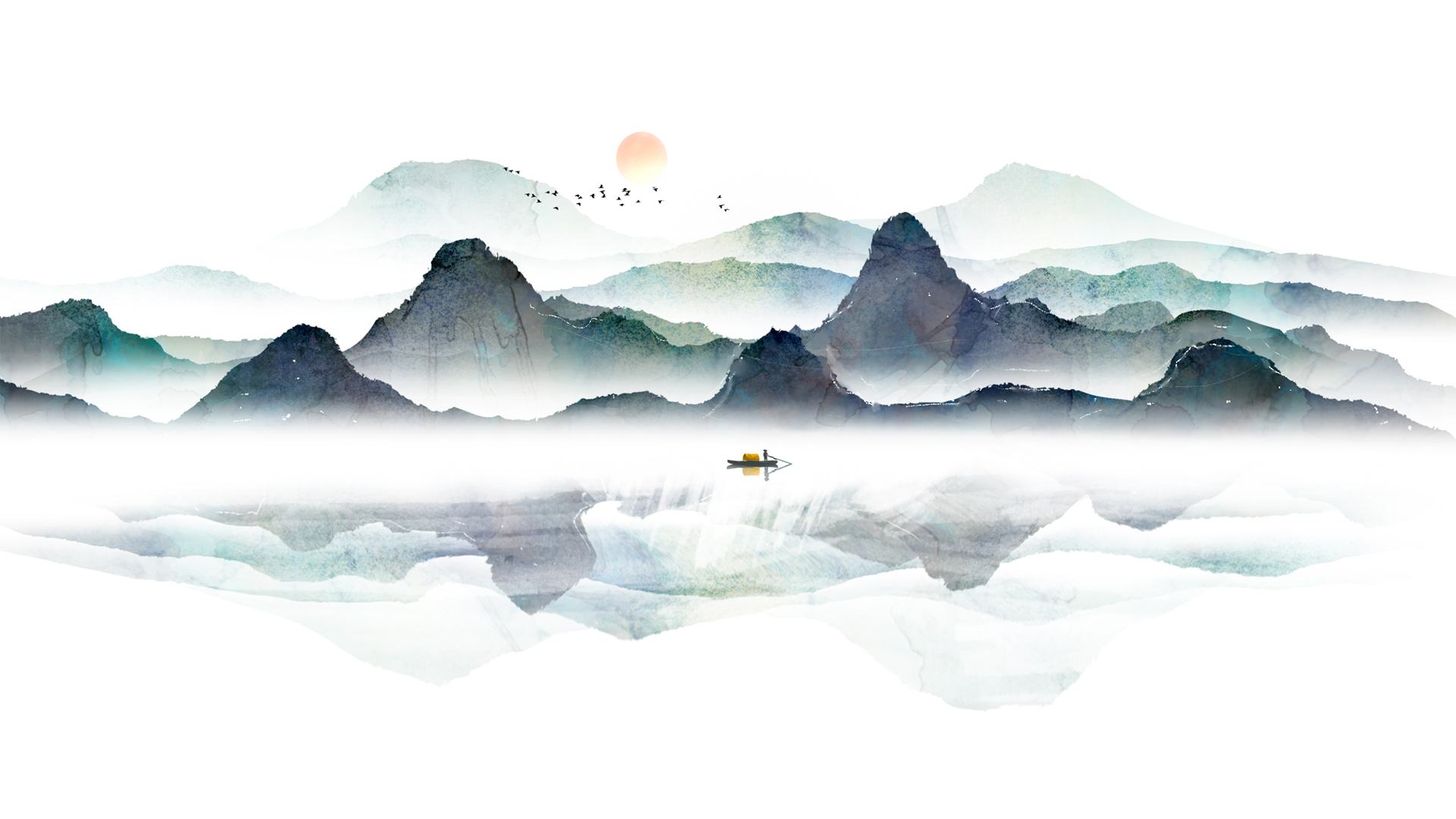 中国风唯美山水风景画壁纸