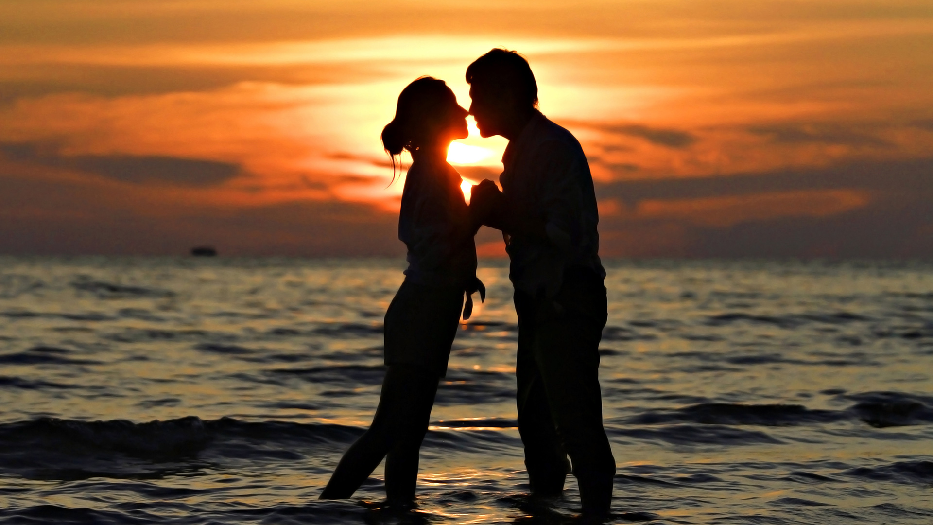 海边,日落,爱情,浪漫,夫妇,接吻,幸福恋人,桌面壁纸