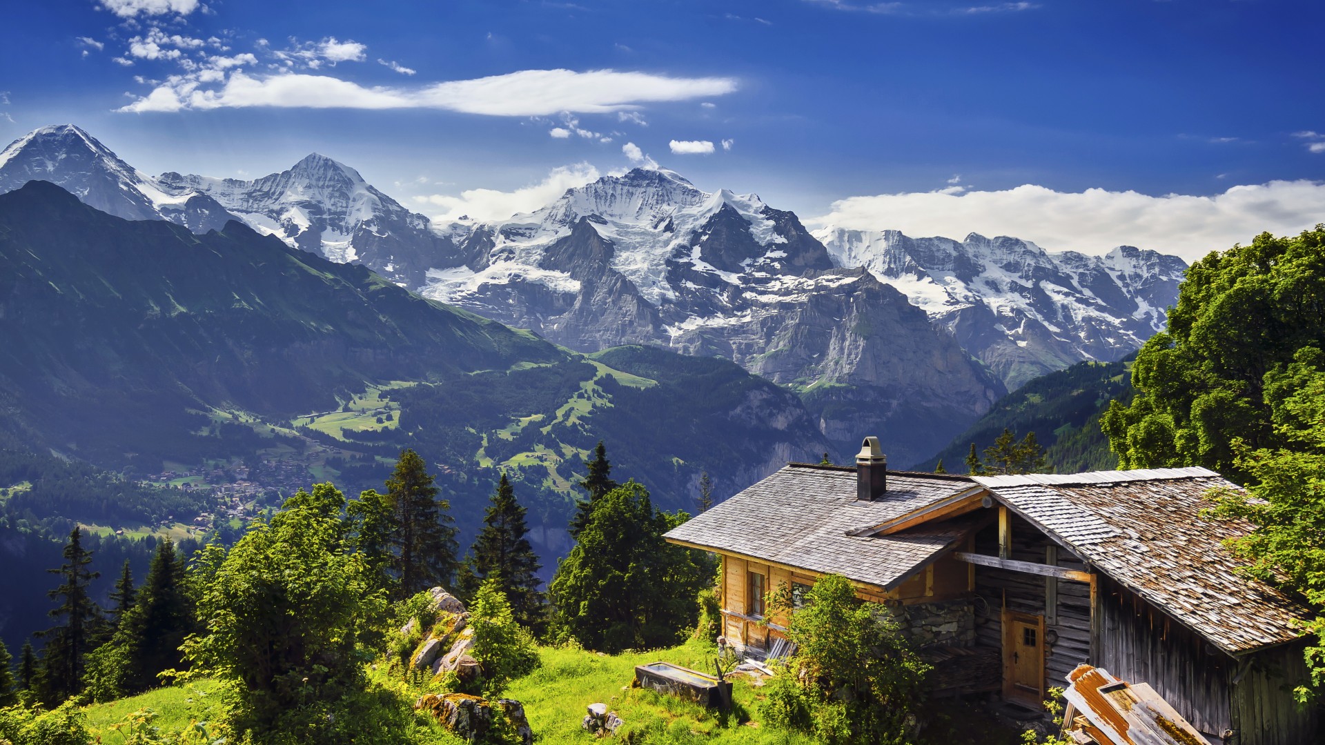瑞士,山,冰川,悬崖,自然风景桌面壁纸