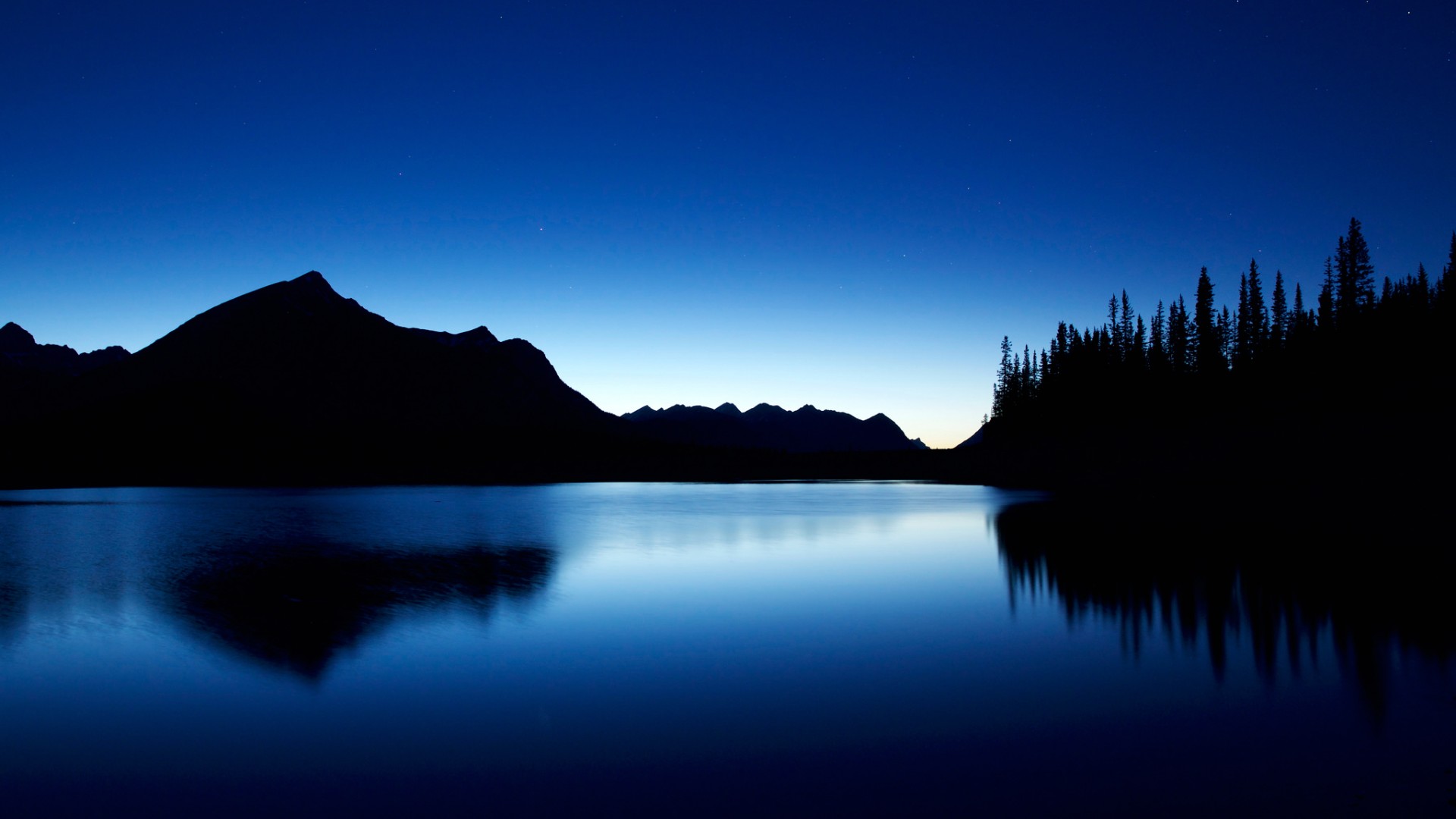 加拿大阿尔伯达省,湖,夜晚,山水风景桌面壁纸