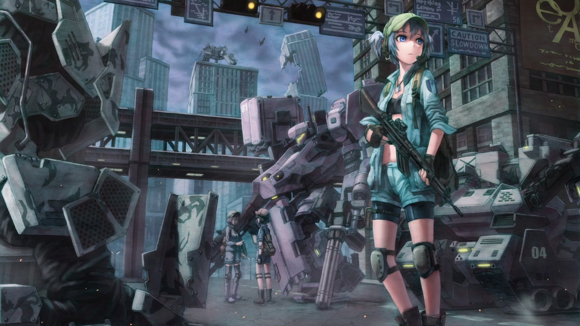 女孩,枪手,机器人,动漫主题壁纸
