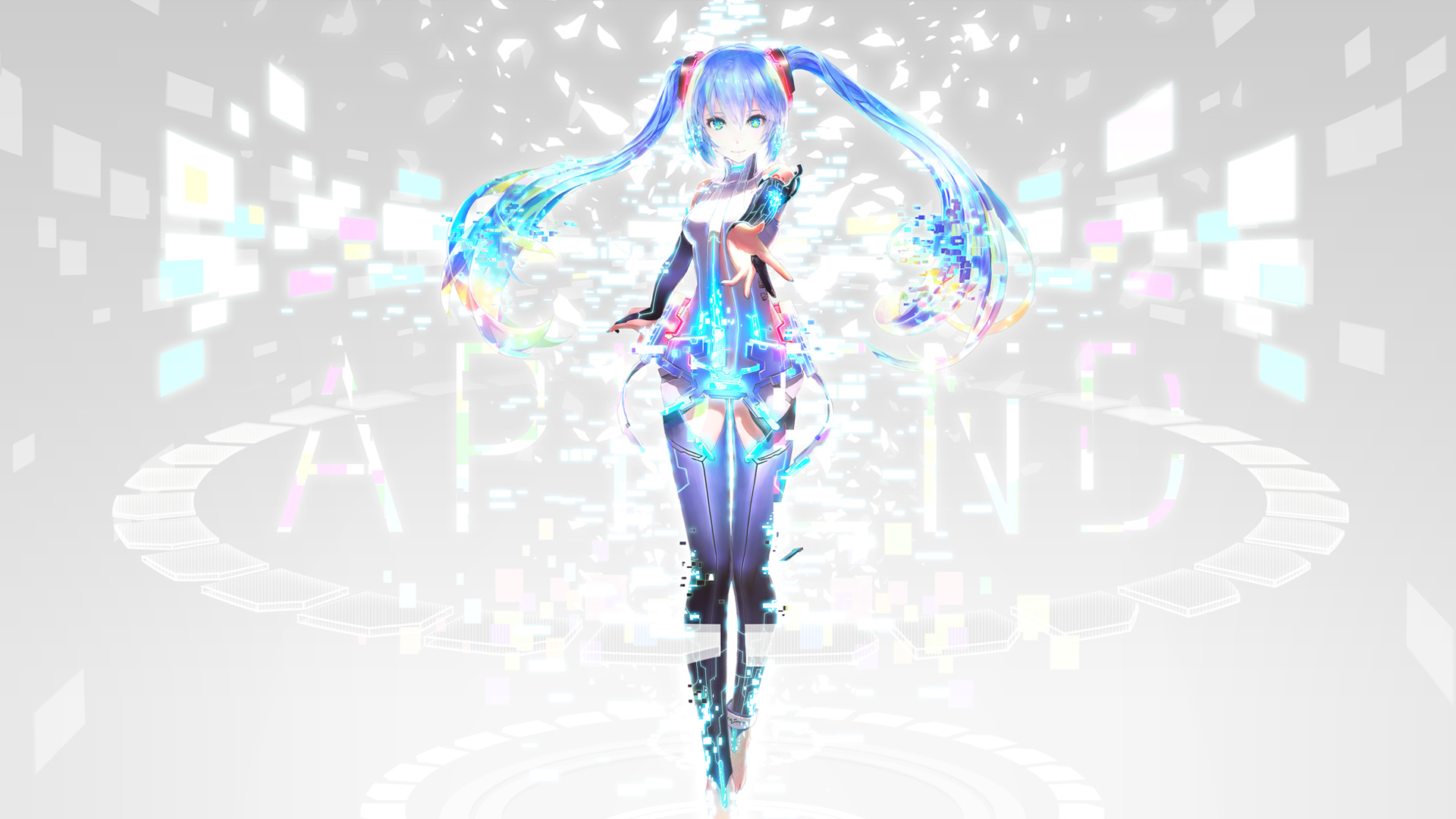 八神，女孩，魔力，初音未来，眼睛，微笑，动漫图片壁纸