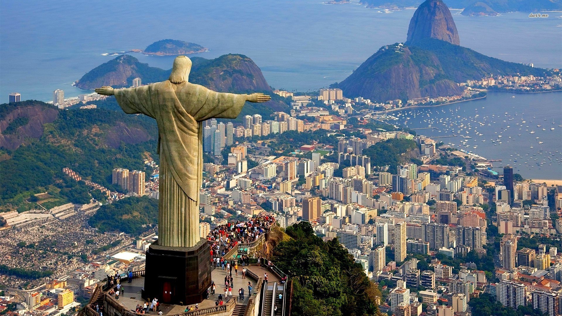 里约热内卢，巴西，山，雕像，风景桌面壁纸