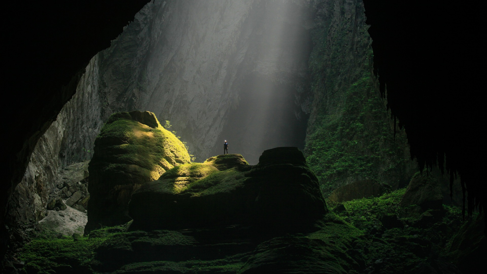 自然区，悬崖，洞穴，光，工作人员，探险，风景壁纸