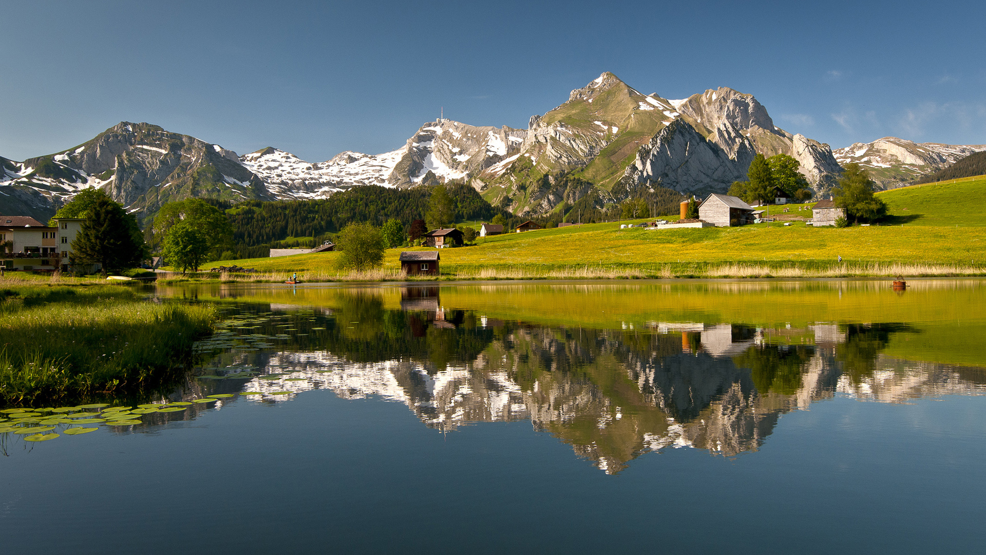 瑞士,山脉,湖泊,大自然风景壁纸