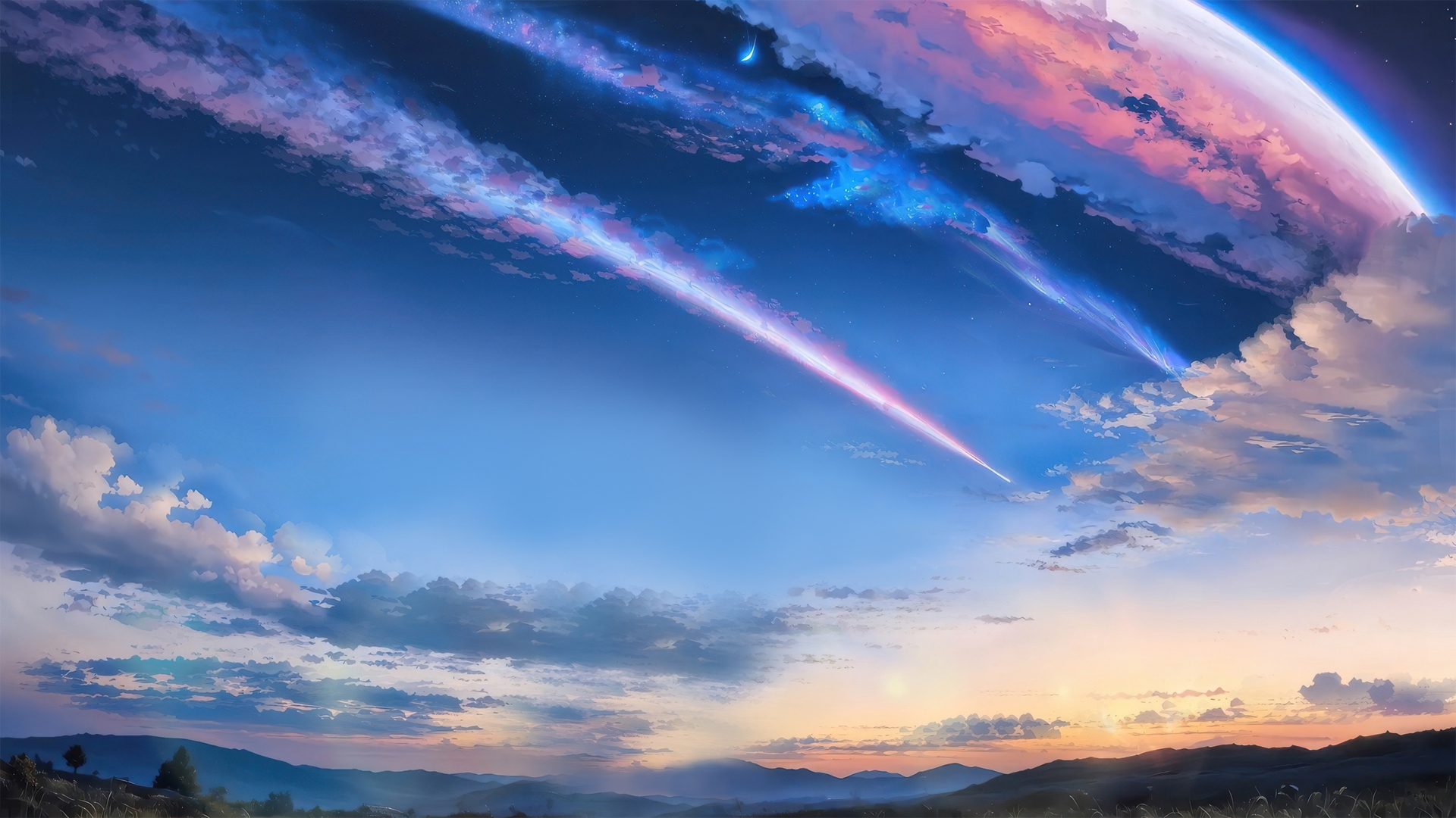 唯美流星夜空壁纸，免费电脑桌面背景下载