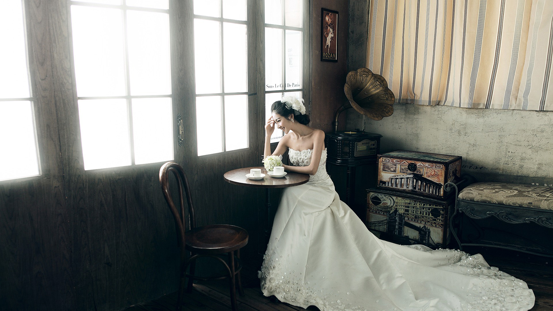 韩式风格婚纱照新娘美女壁纸